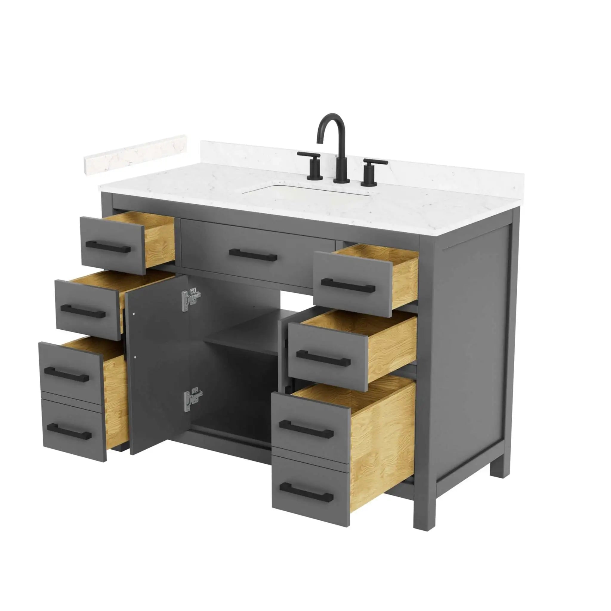 48" Beckett Single Bathroom Vanity in Dark Gray with Matte Black Trim by Wyndham