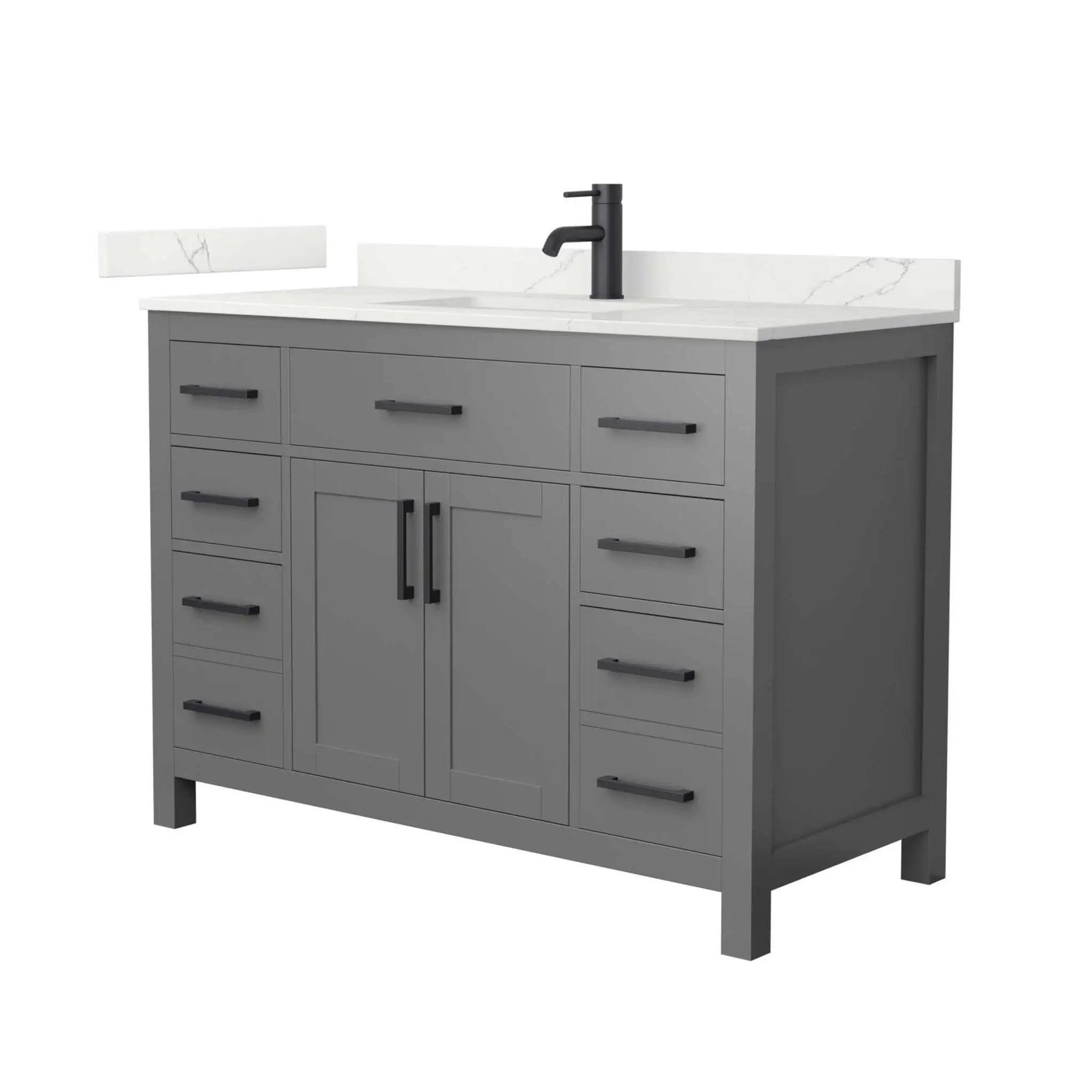 48" Beckett Single Bathroom Vanity in Dark Gray with Matte Black Trim by Wyndham