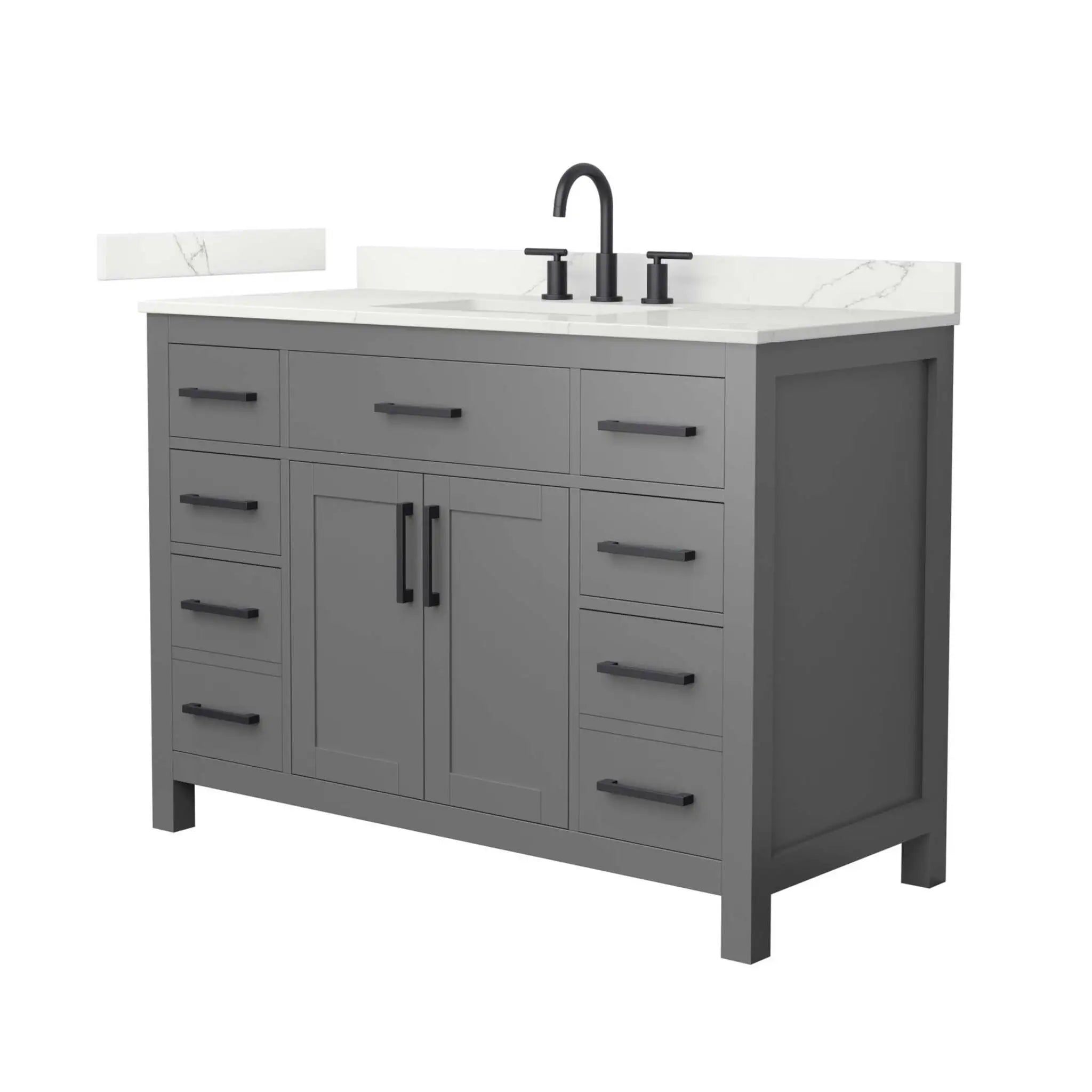 48" Beckett Single Bathroom Vanity in Dark Gray with Matte Black Trim by Wyndham