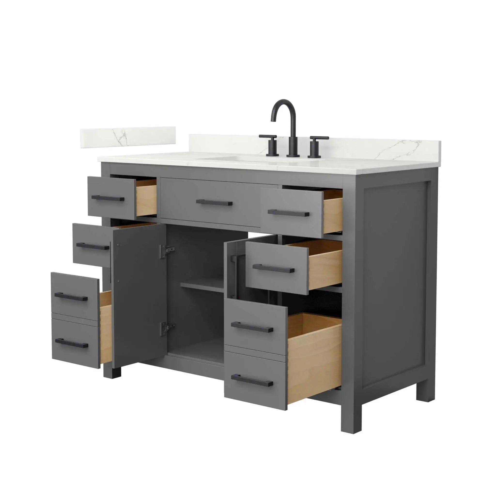 48" Beckett Single Bathroom Vanity in Dark Gray with Matte Black Trim by Wyndham