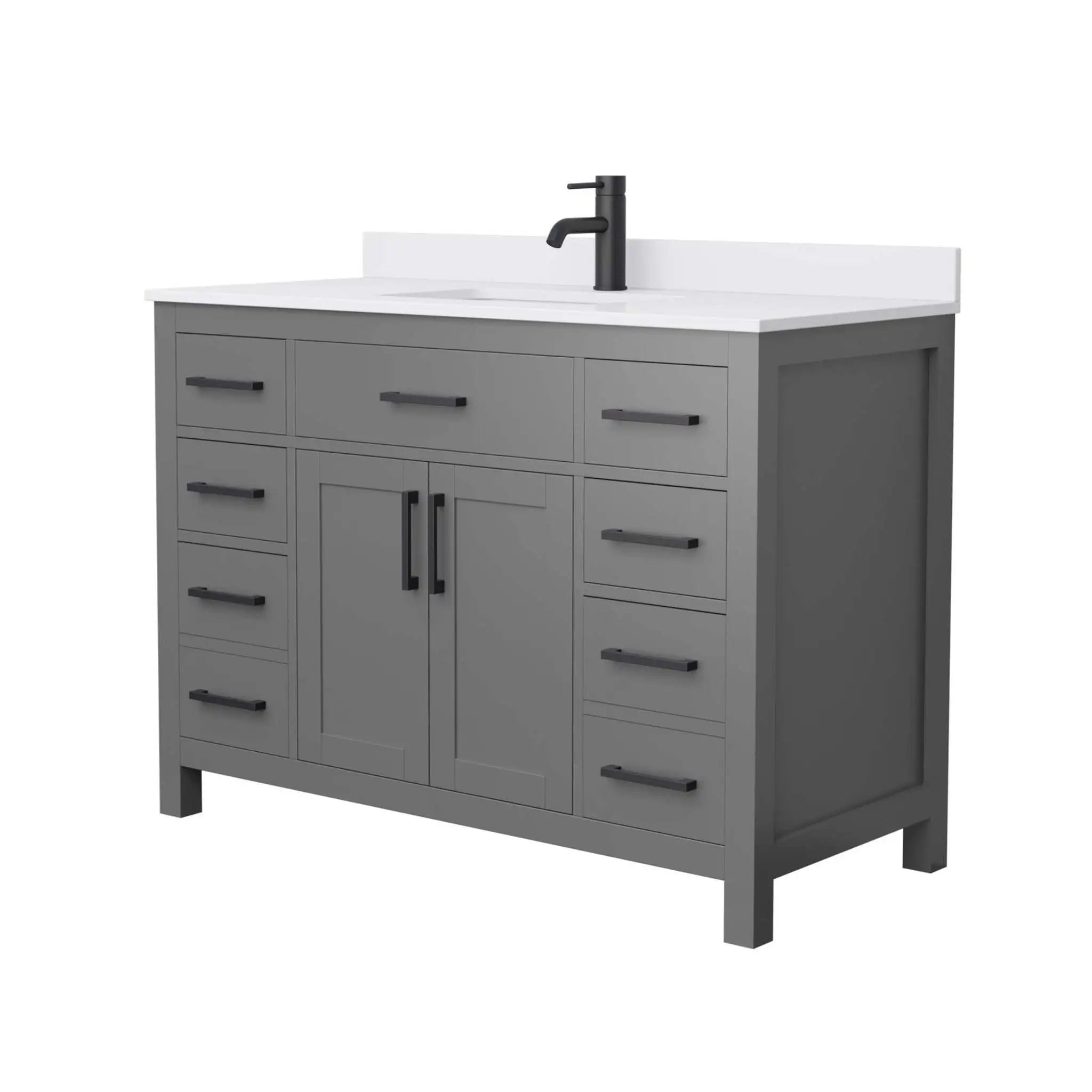 48" Beckett Single Bathroom Vanity in Dark Gray with Matte Black Trim by Wyndham