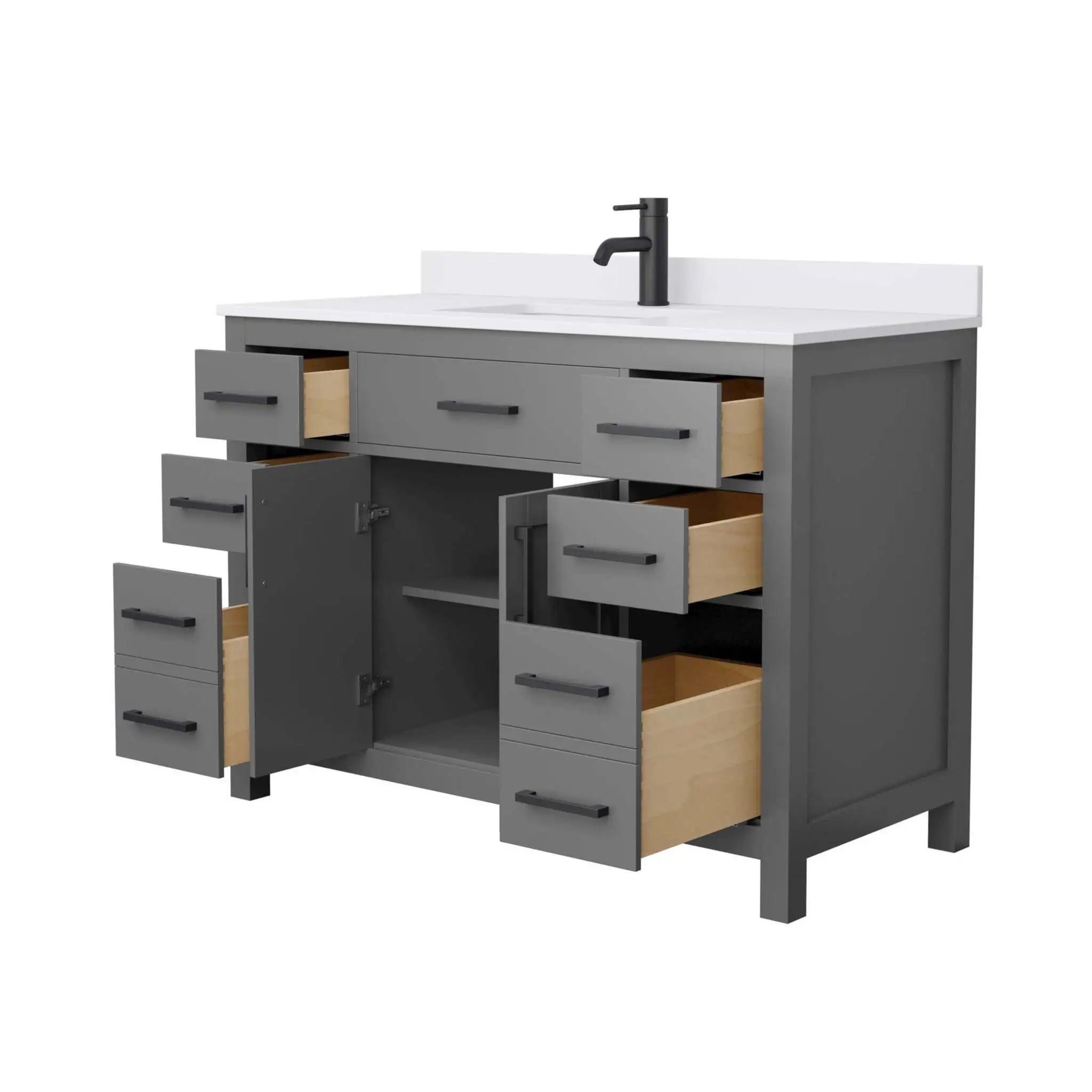 48" Beckett Single Bathroom Vanity in Dark Gray with Matte Black Trim by Wyndham