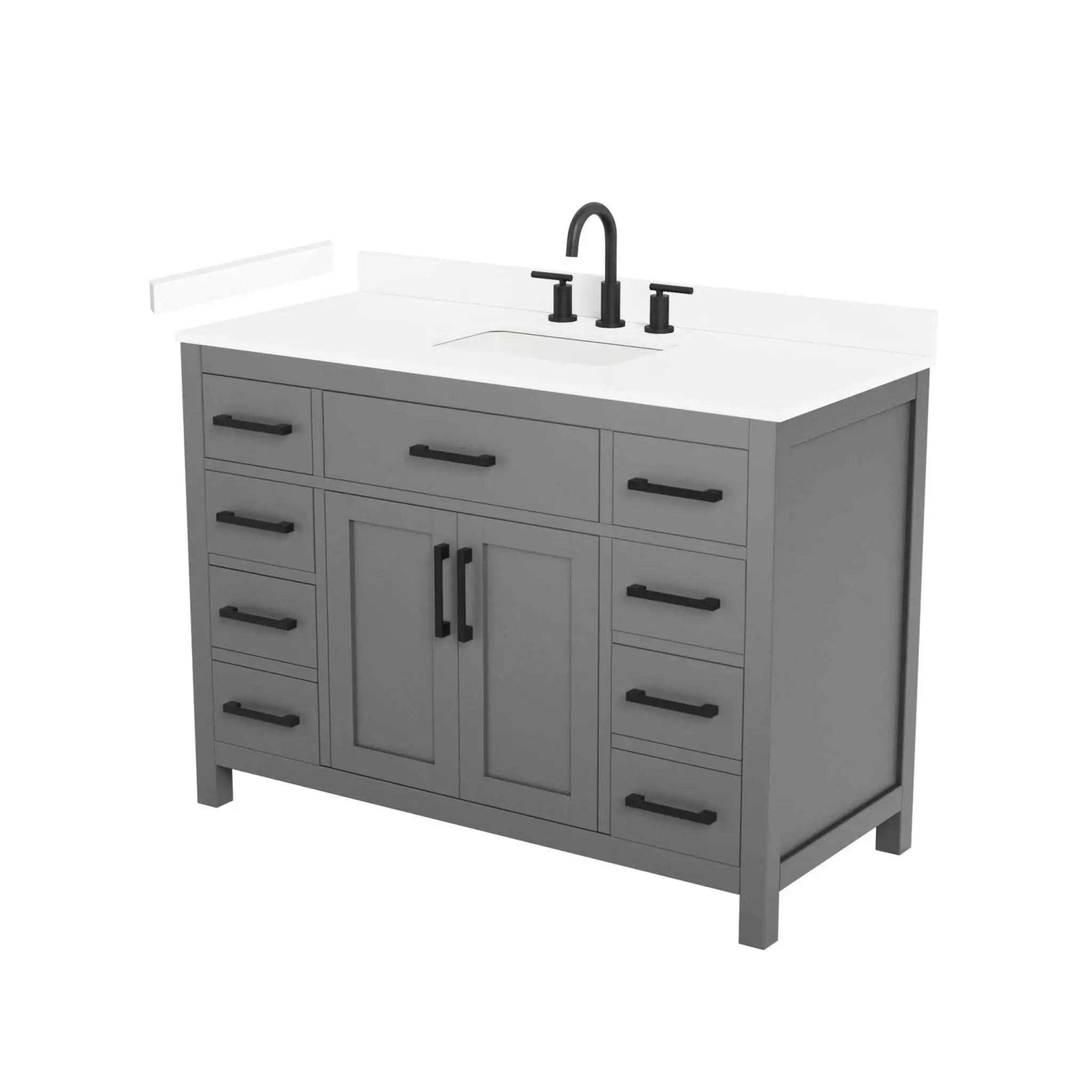 48" Beckett Single Bathroom Vanity in Dark Gray with Matte Black Trim by Wyndham