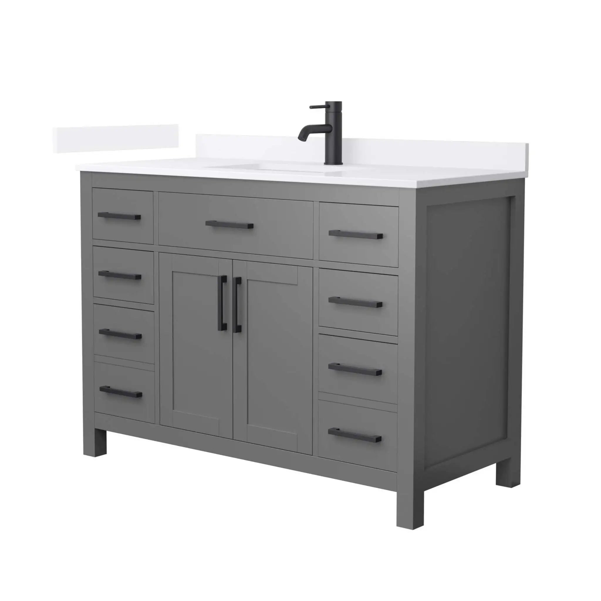 48" Beckett Single Bathroom Vanity in Dark Gray with Matte Black Trim by Wyndham