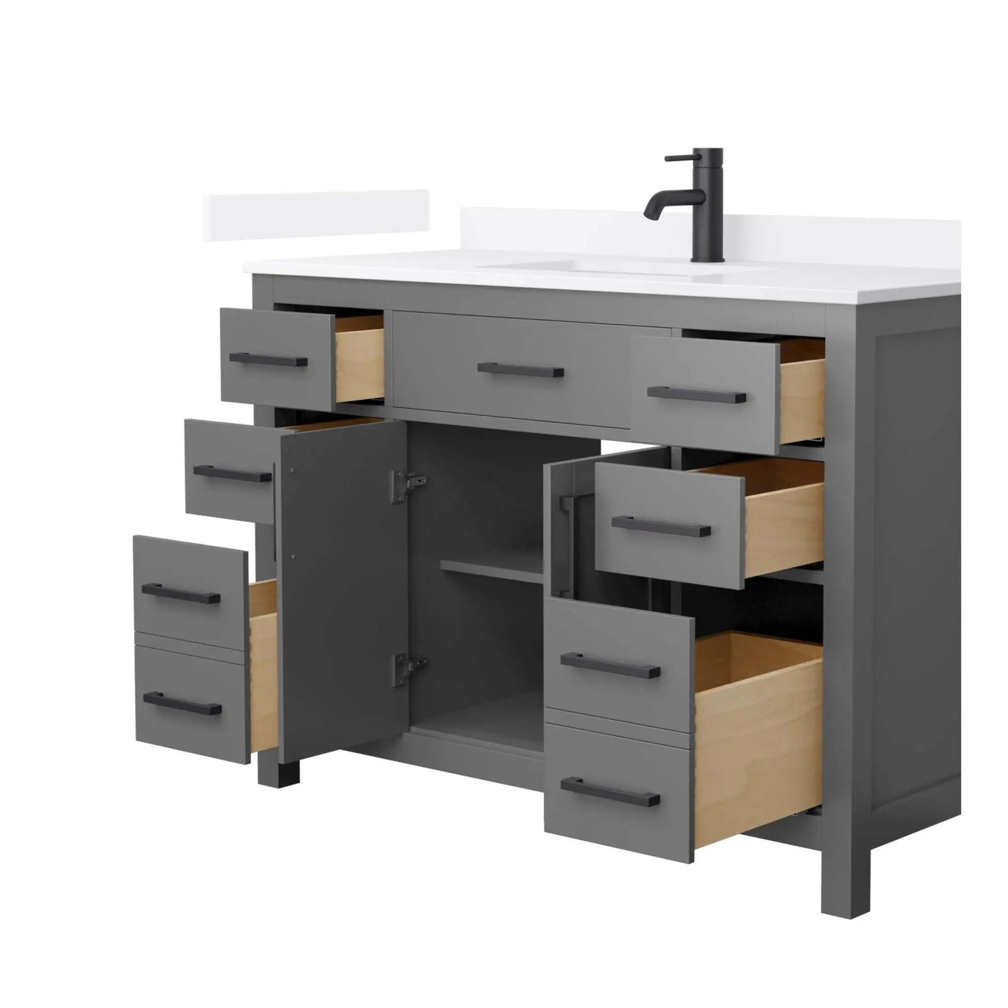 48" Beckett Single Bathroom Vanity in Dark Gray with Matte Black Trim by Wyndham