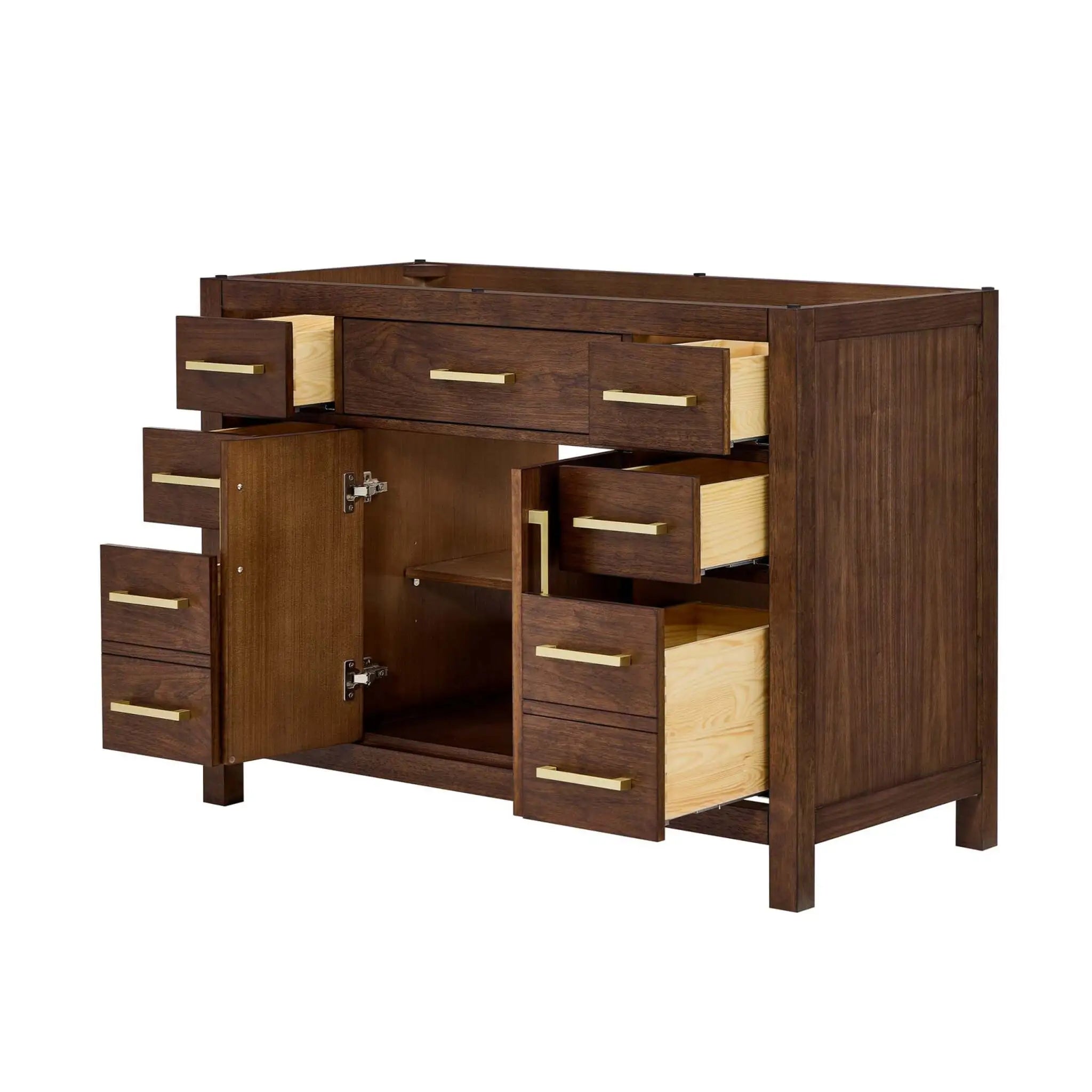 48" Beckett Single Bathroom Vanity in Dark Walnut with Brushed Gold Trim by Wyndham