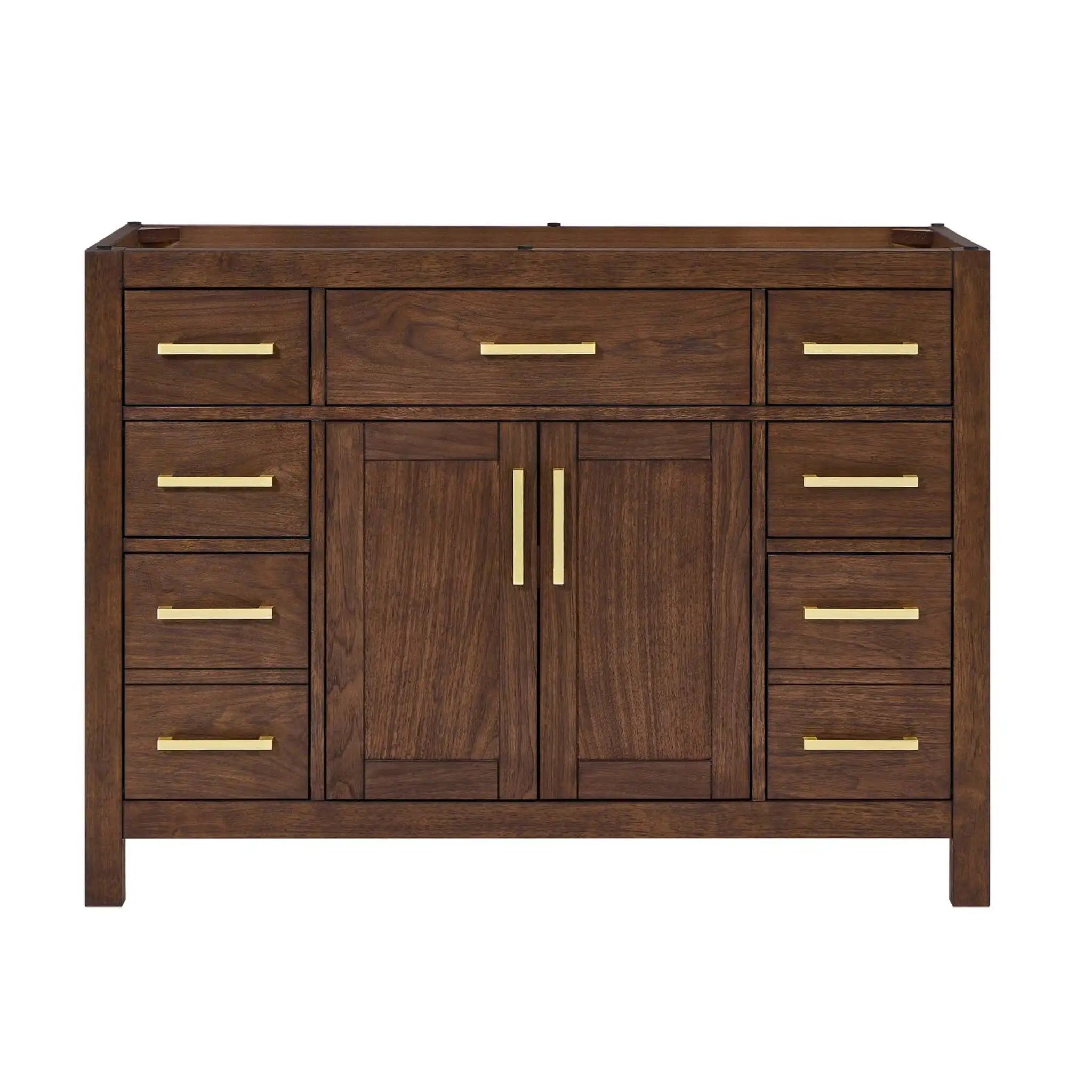 48" Beckett Single Bathroom Vanity in Dark Walnut with Brushed Gold Trim by Wyndham