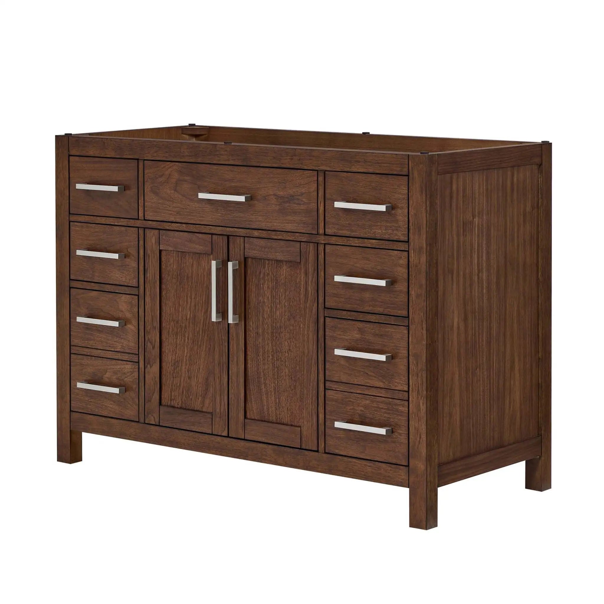 48" Beckett Single Bathroom Vanity in Dark Walnut with Brushed Nickel Trim by Wyndham