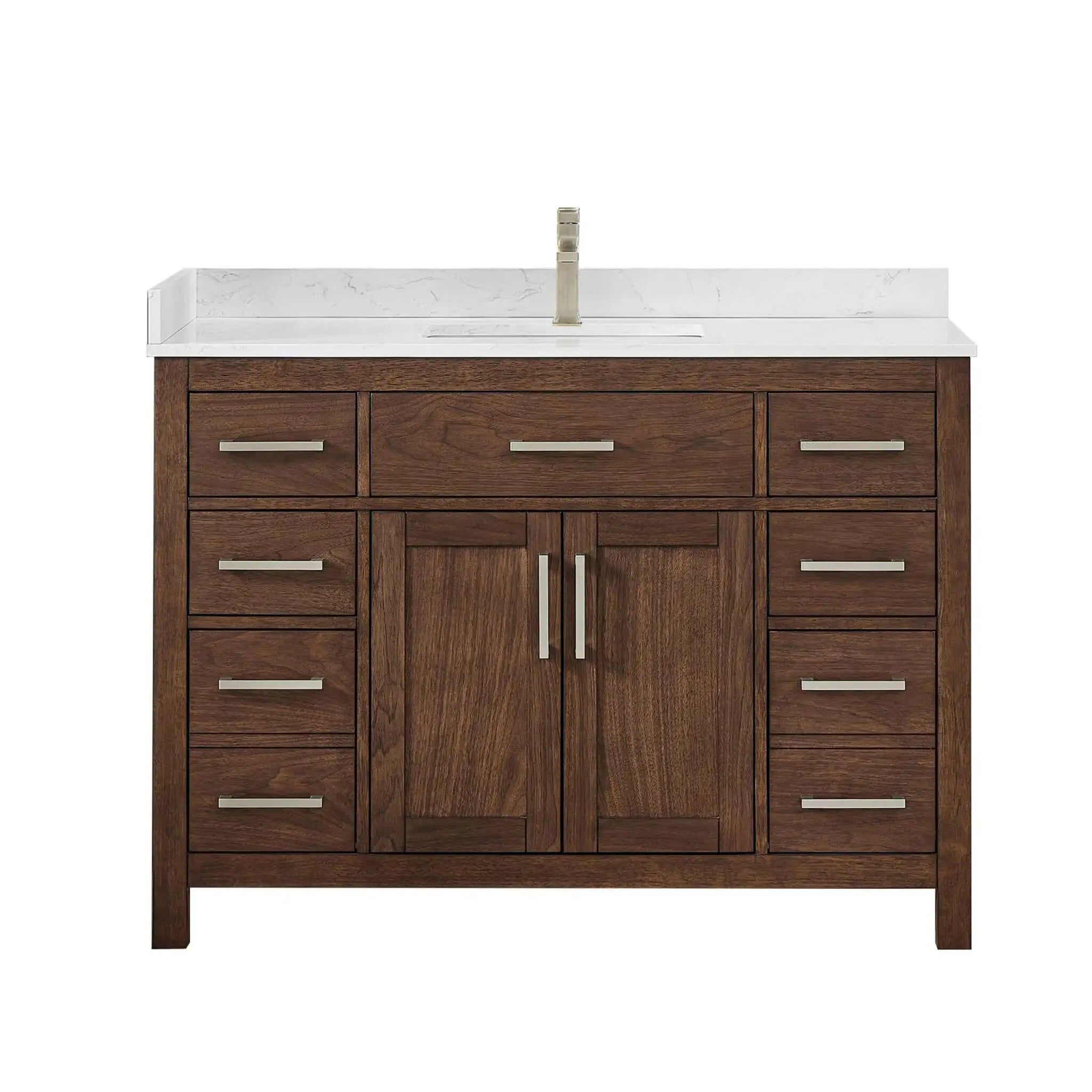 48" Beckett Single Bathroom Vanity in Dark Walnut with Brushed Nickel Trim by Wyndham