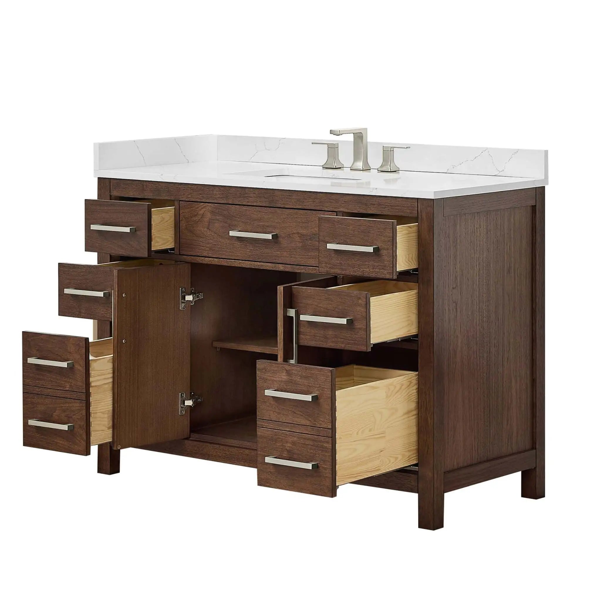 48" Beckett Single Bathroom Vanity in Dark Walnut with Brushed Nickel Trim by Wyndham