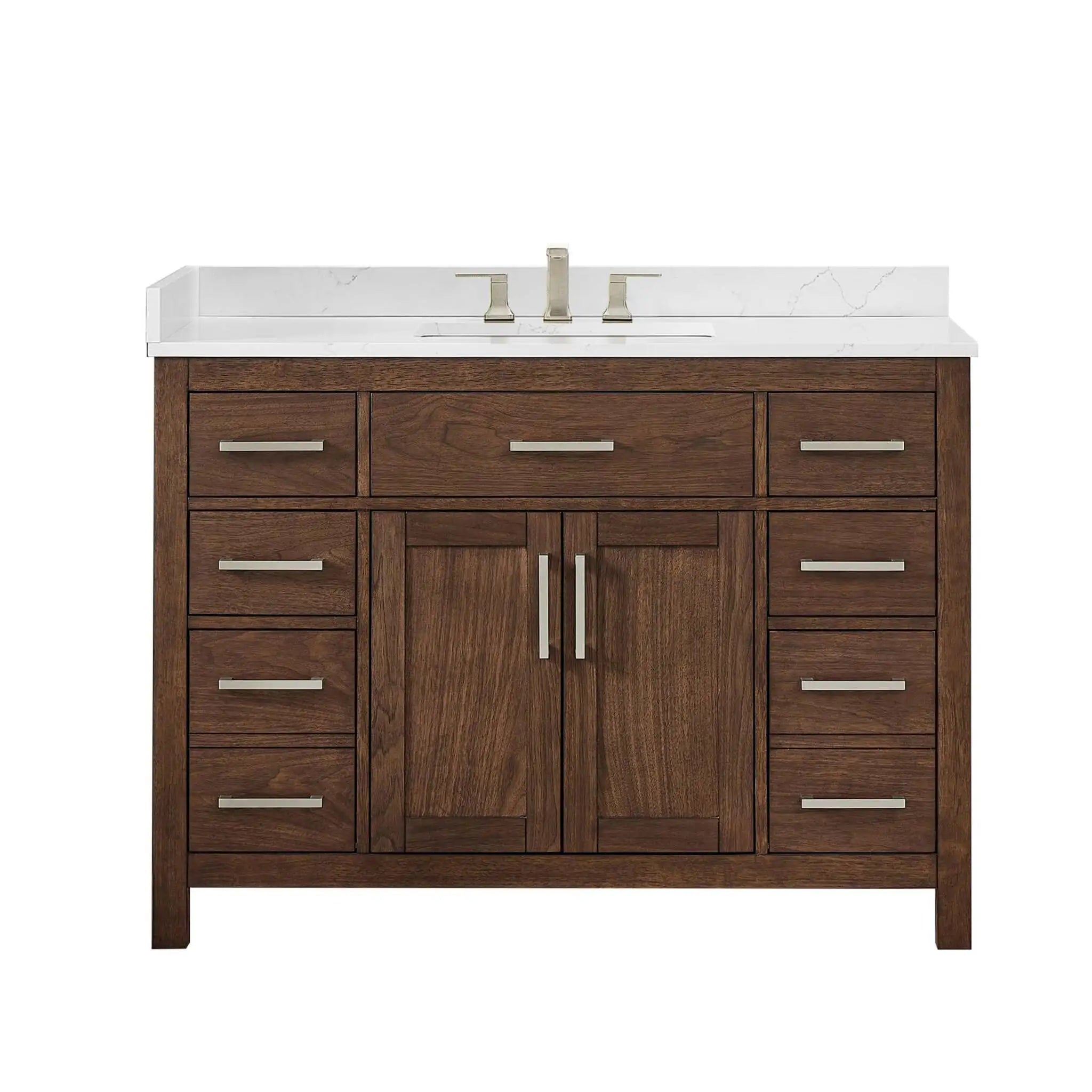 48" Beckett Single Bathroom Vanity in Dark Walnut with Brushed Nickel Trim by Wyndham