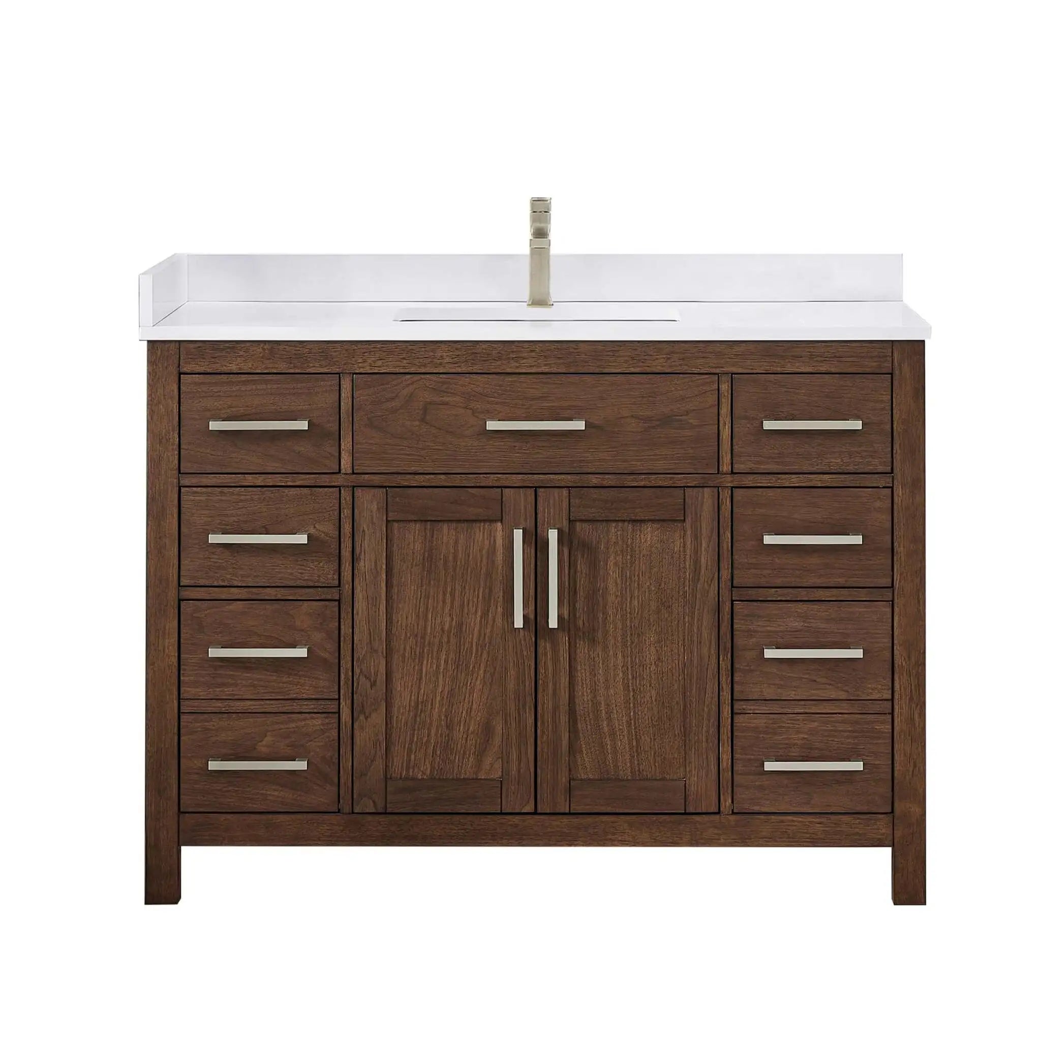 48" Beckett Single Bathroom Vanity in Dark Walnut with Brushed Nickel Trim by Wyndham