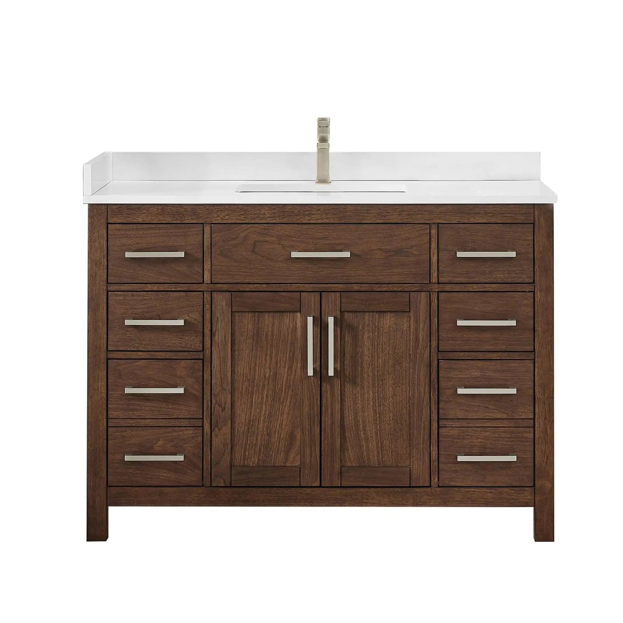 48" Beckett Single Bathroom Vanity in Dark Walnut with Brushed Nickel Trim by Wyndham