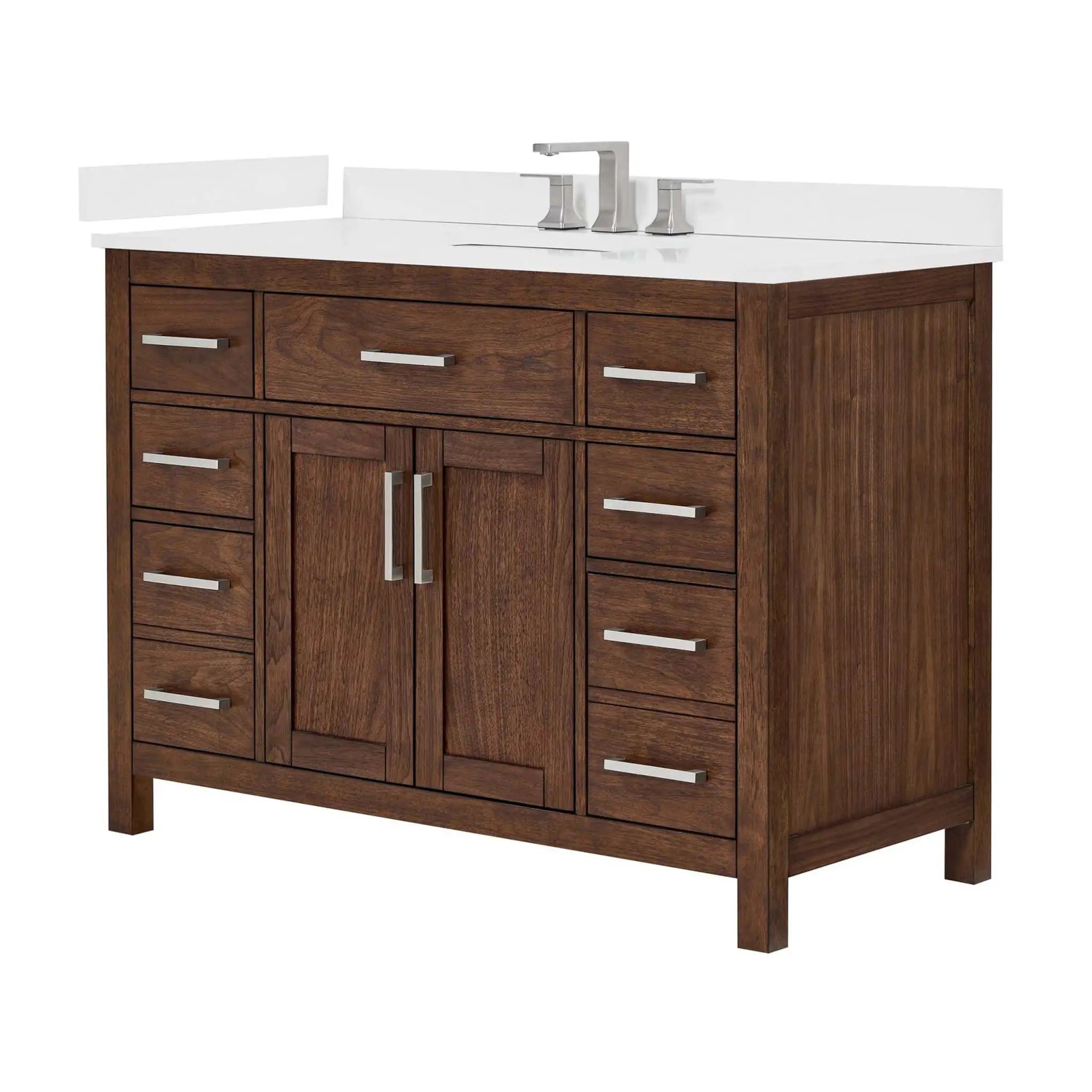 48" Beckett Single Bathroom Vanity in Dark Walnut with Brushed Nickel Trim by Wyndham
