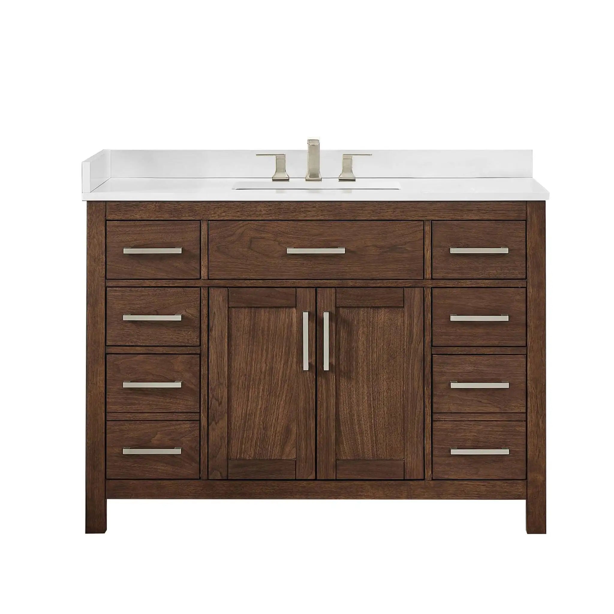 48" Beckett Single Bathroom Vanity in Dark Walnut with Brushed Nickel Trim by Wyndham