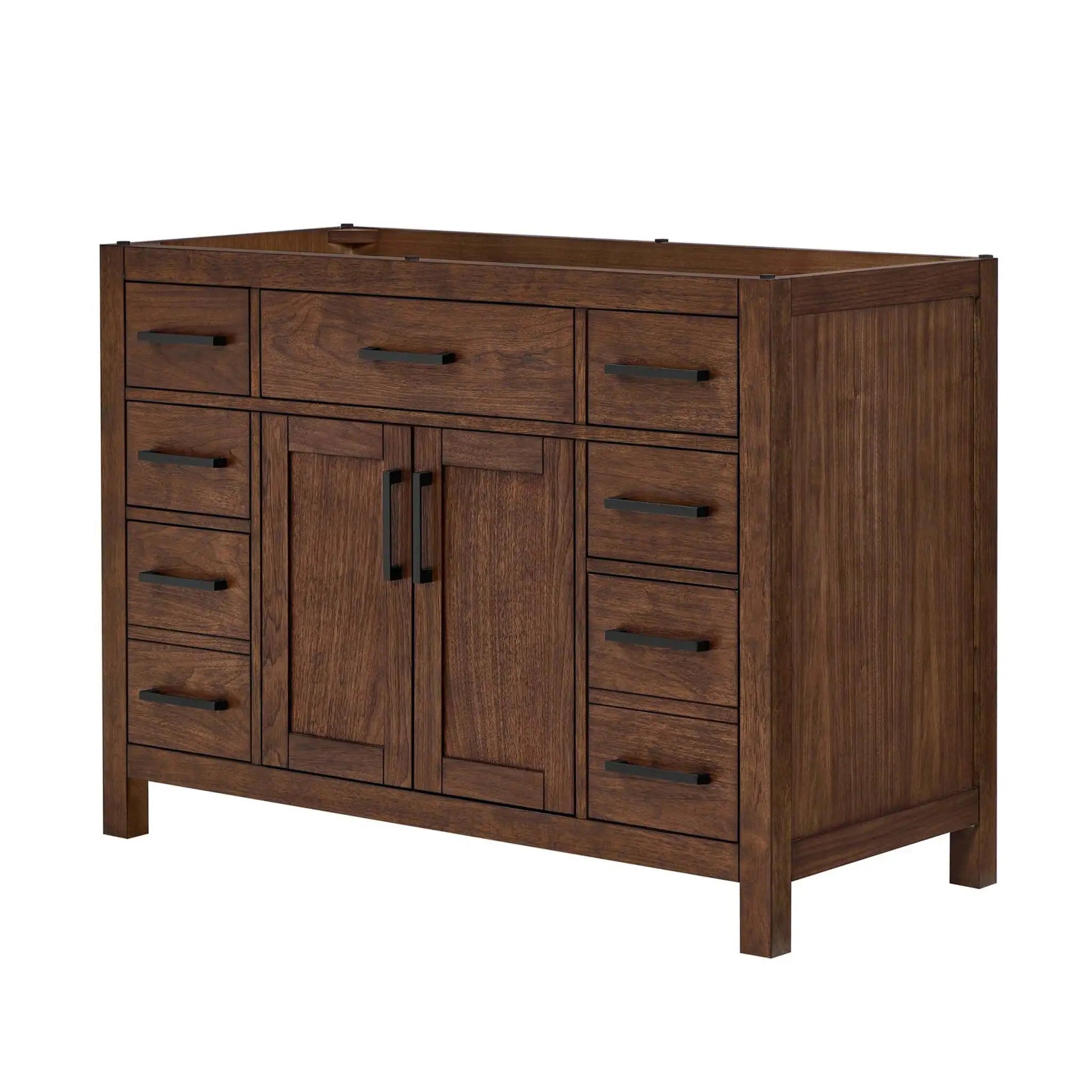 48" Beckett Single Bathroom Vanity in Dark Walnut with Matte Black Trim by Wyndham
