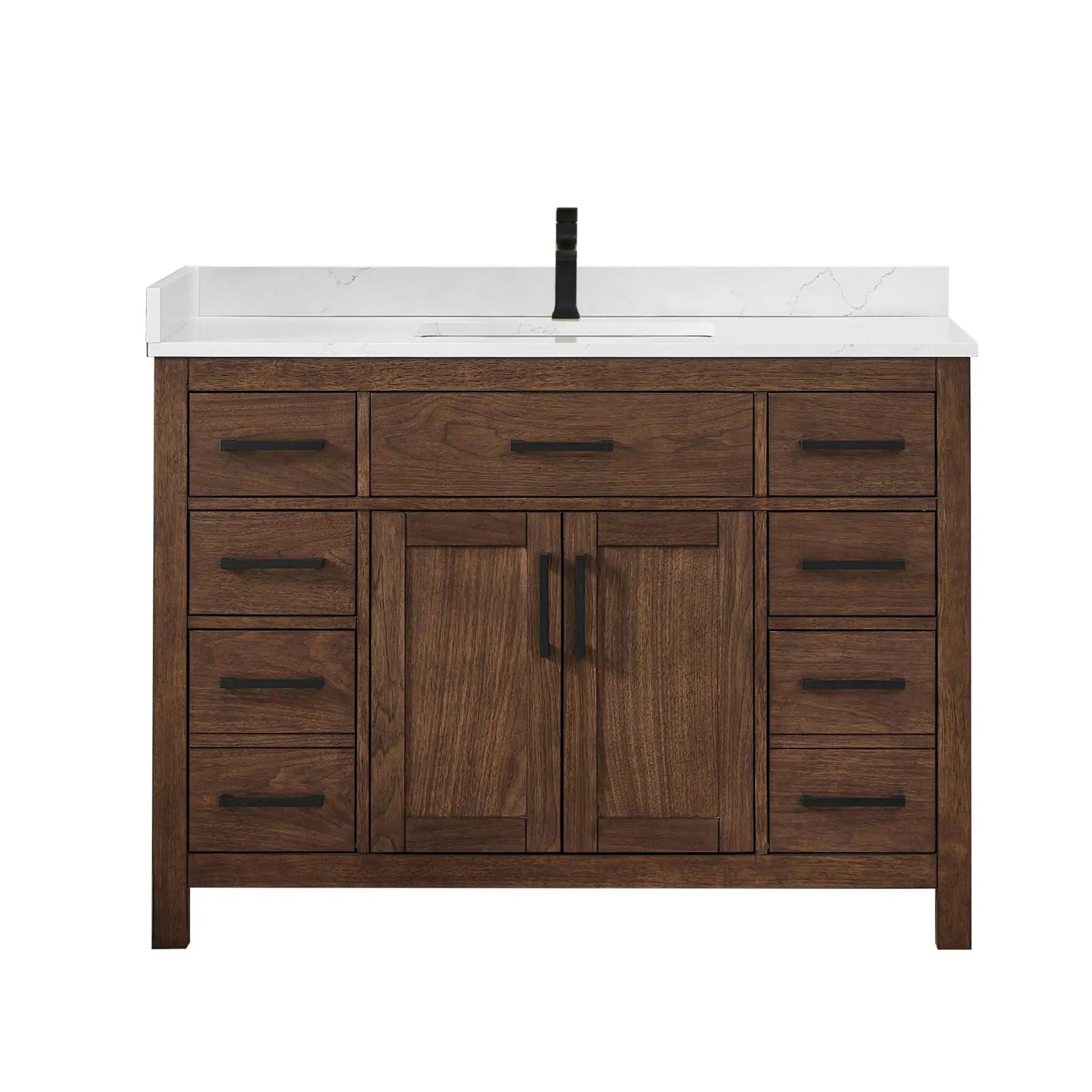 48" Beckett Single Bathroom Vanity in Dark Walnut with Matte Black Trim by Wyndham