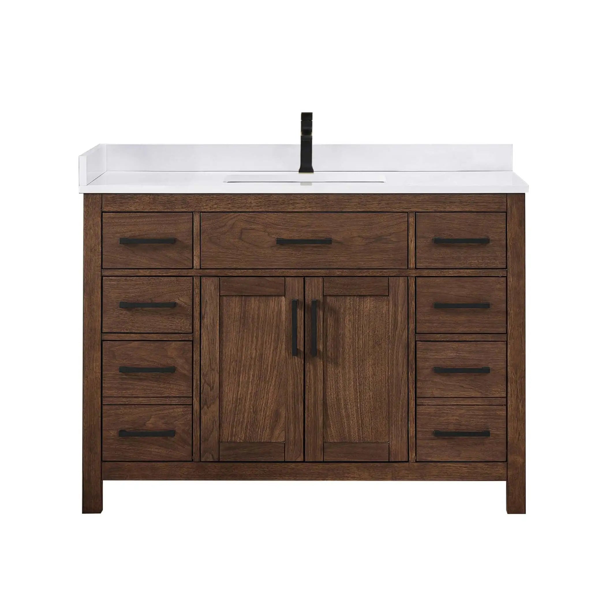 48" Beckett Single Bathroom Vanity in Dark Walnut with Matte Black Trim by Wyndham