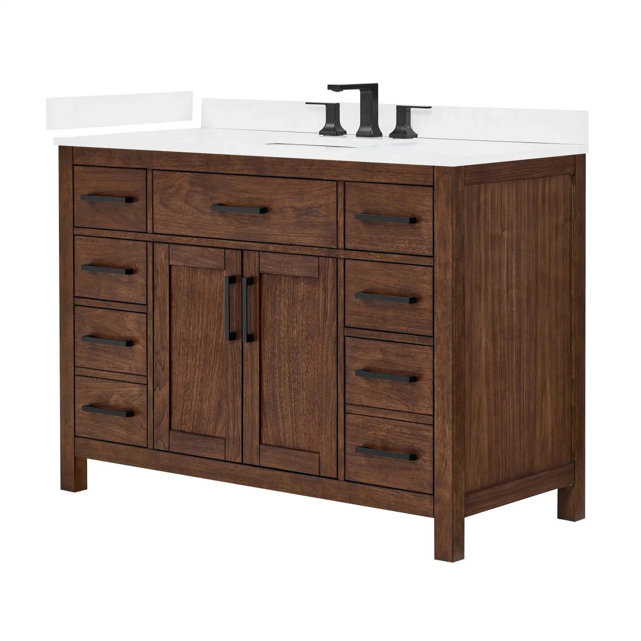 48" Beckett Single Bathroom Vanity in Dark Walnut with Matte Black Trim by Wyndham