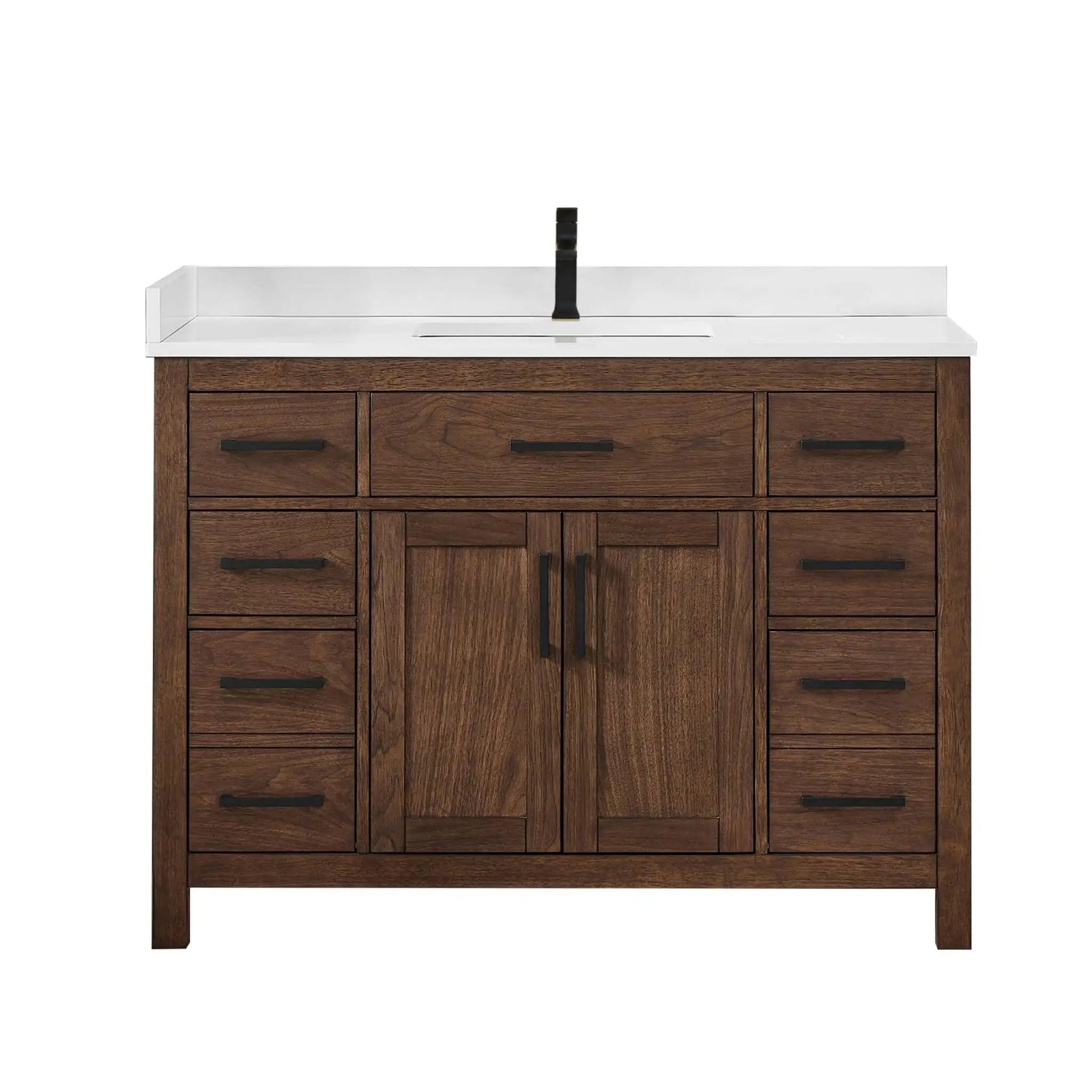 48" Beckett Single Bathroom Vanity in Dark Walnut with Matte Black Trim by Wyndham
