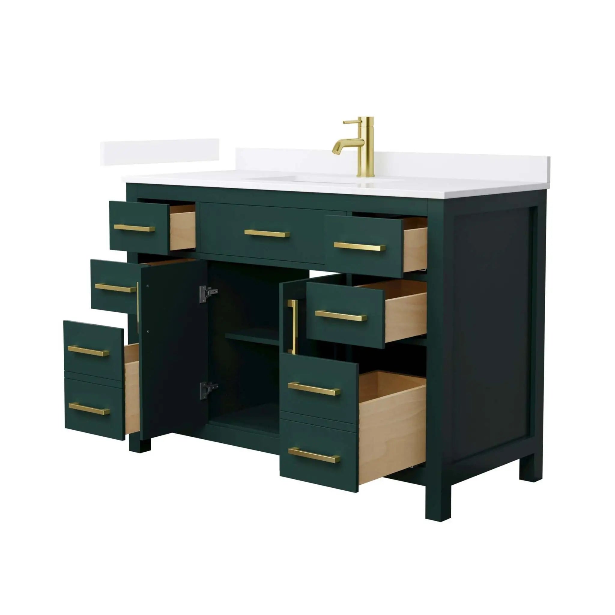 48" Beckett Single Bathroom Vanity in Green with Brushed Gold Trim by Wyndham