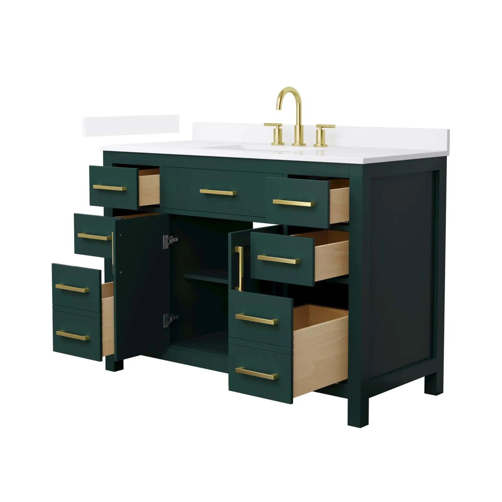 48" Beckett Single Bathroom Vanity in Green with Brushed Gold Trim by Wyndham