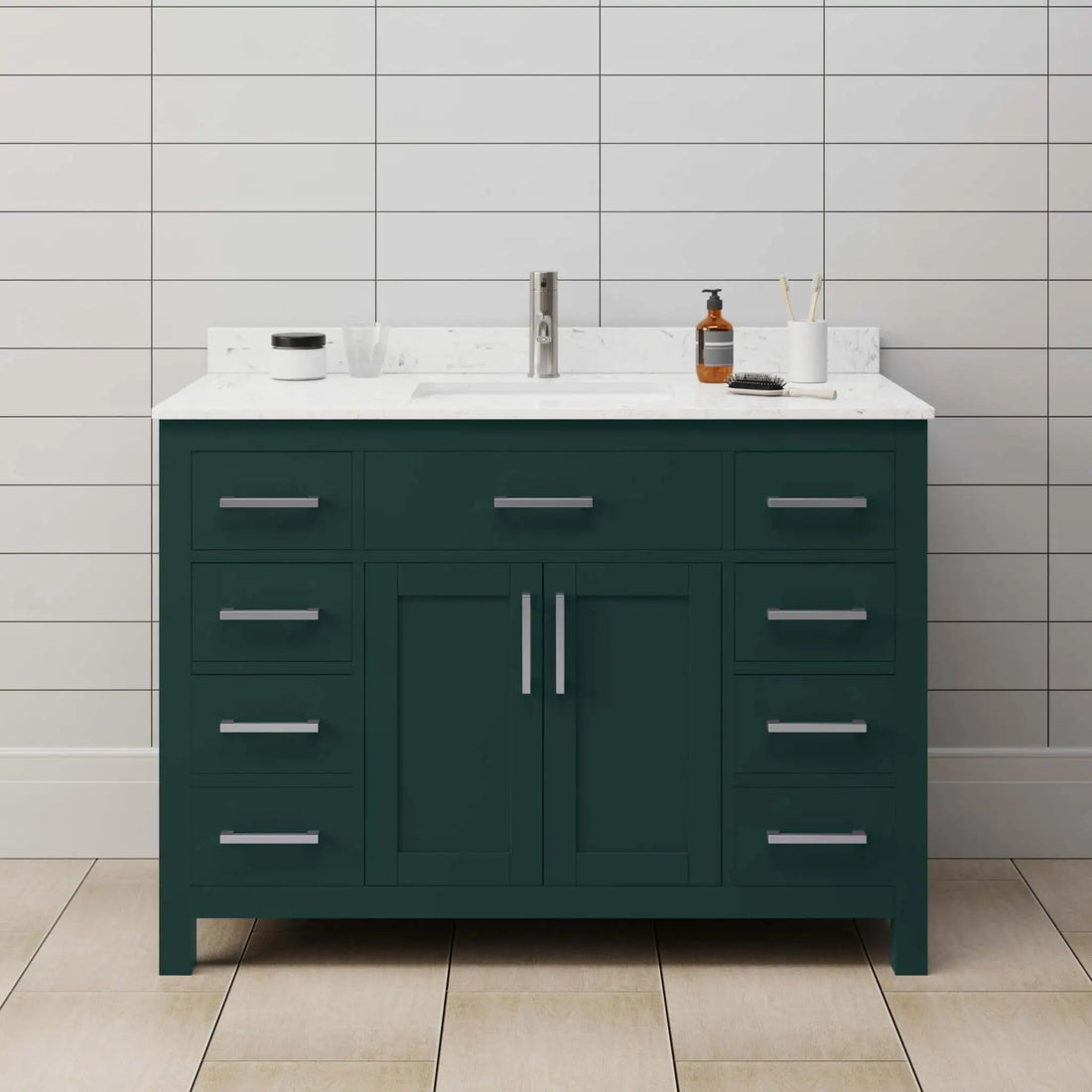 48" Beckett Single Bathroom Vanity in Green with Brushed Nickel Trim by Wyndham