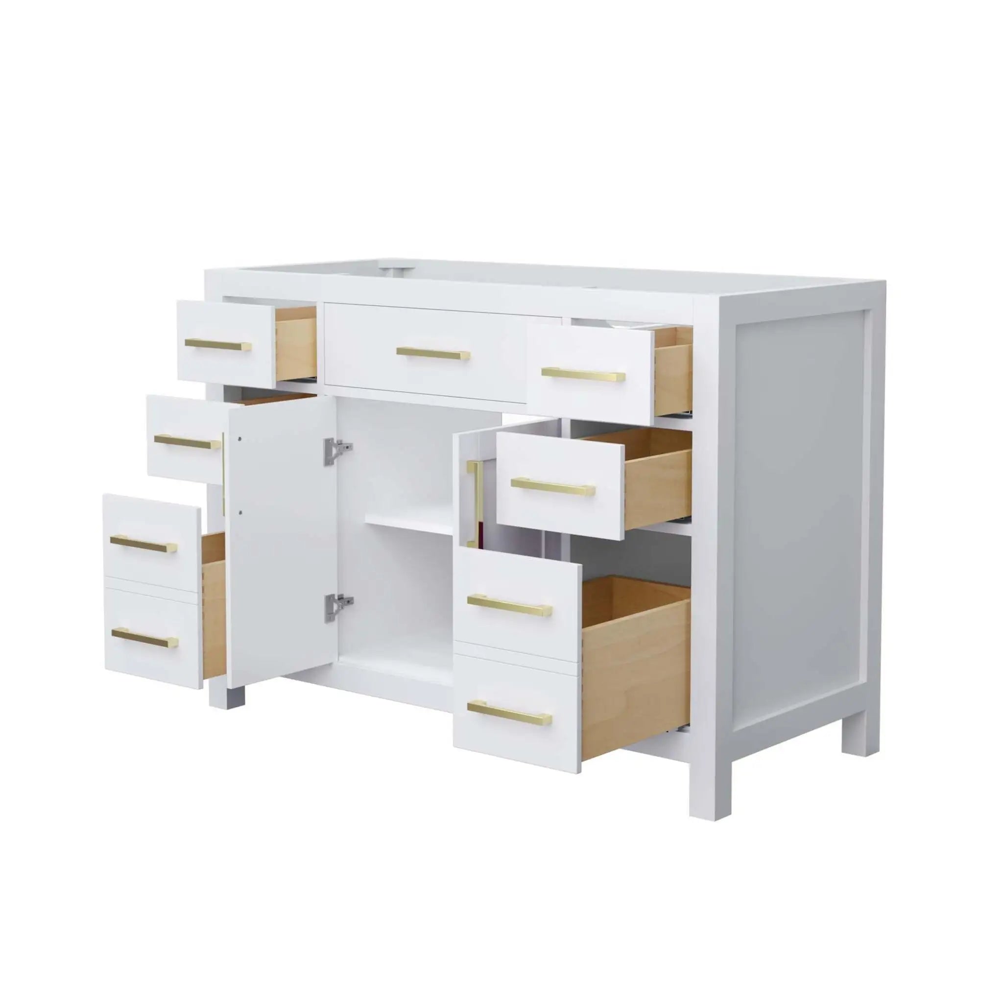 48" Beckett Single Bathroom Vanity in White with Brushed Gold Trim by Wyndham