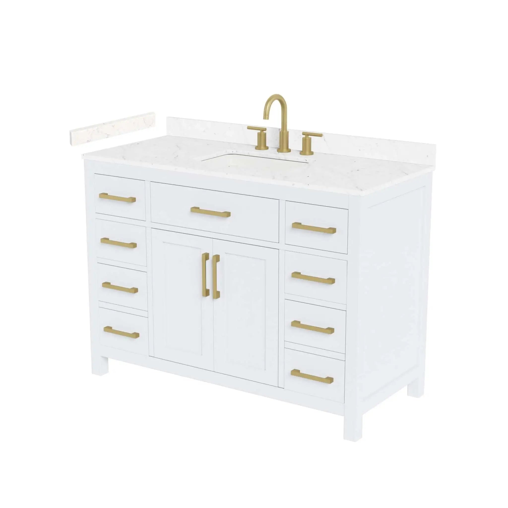 48" Beckett Single Bathroom Vanity in White with Brushed Gold Trim by Wyndham