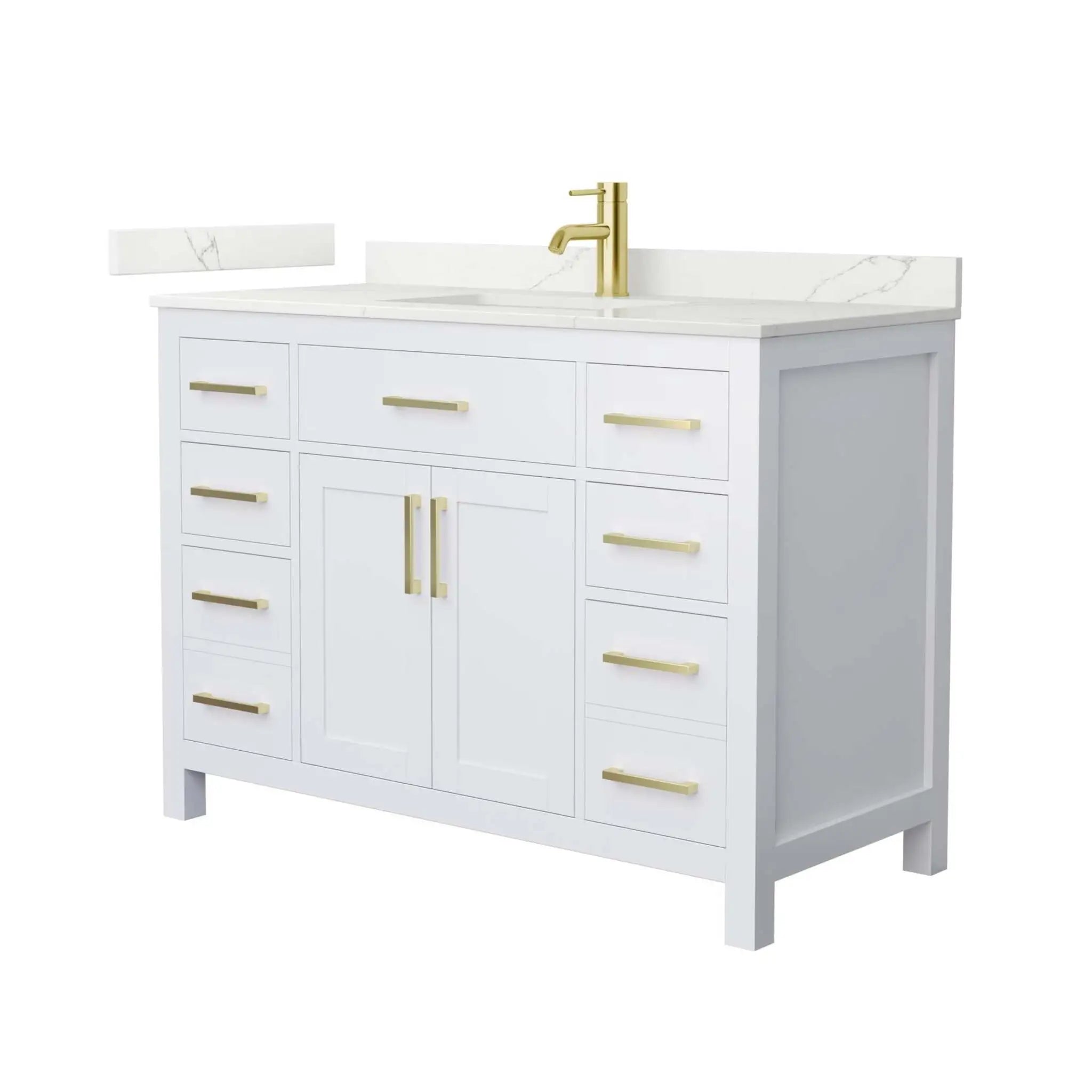 48" Beckett Single Bathroom Vanity in White with Brushed Gold Trim by Wyndham