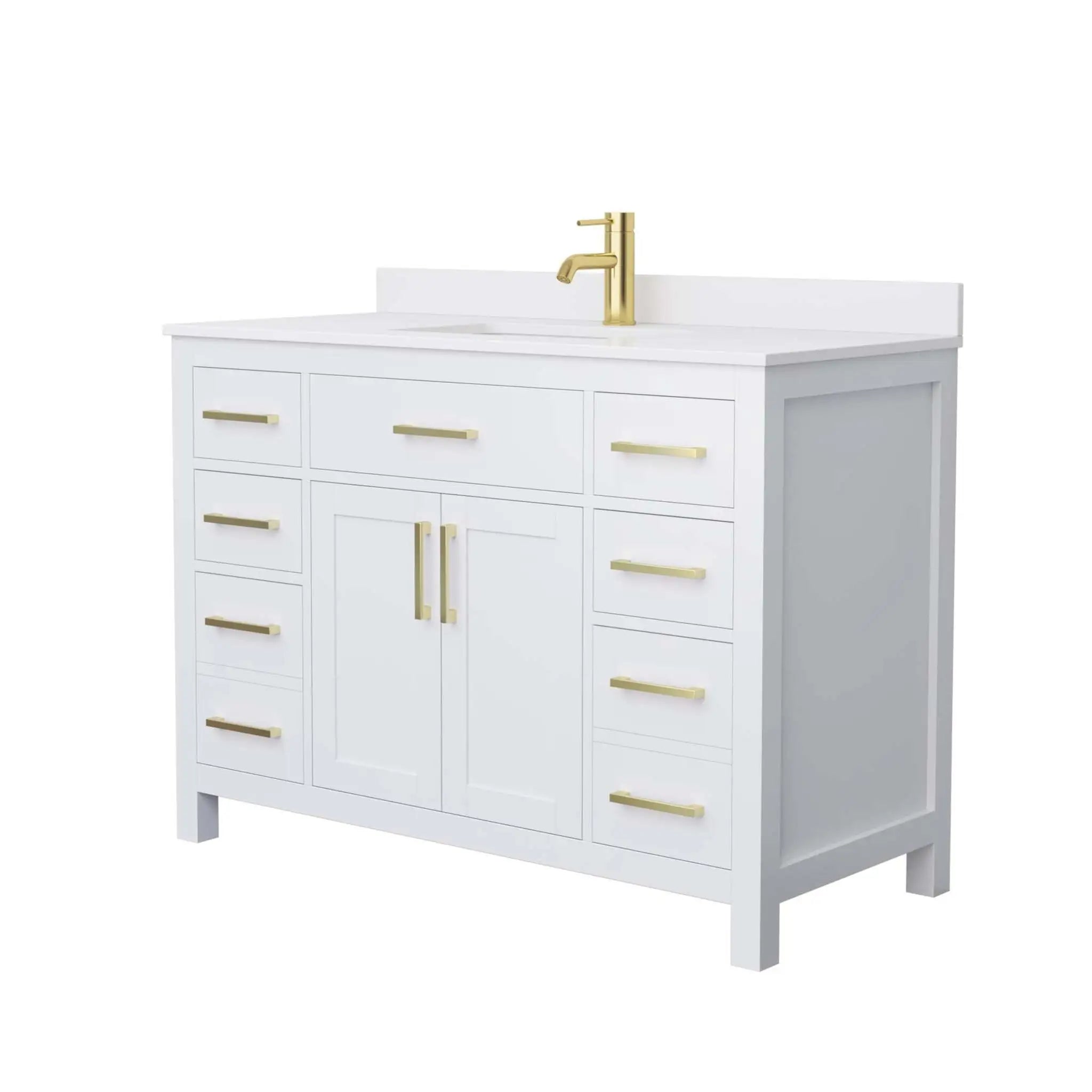 48" Beckett Single Bathroom Vanity in White with Brushed Gold Trim by Wyndham