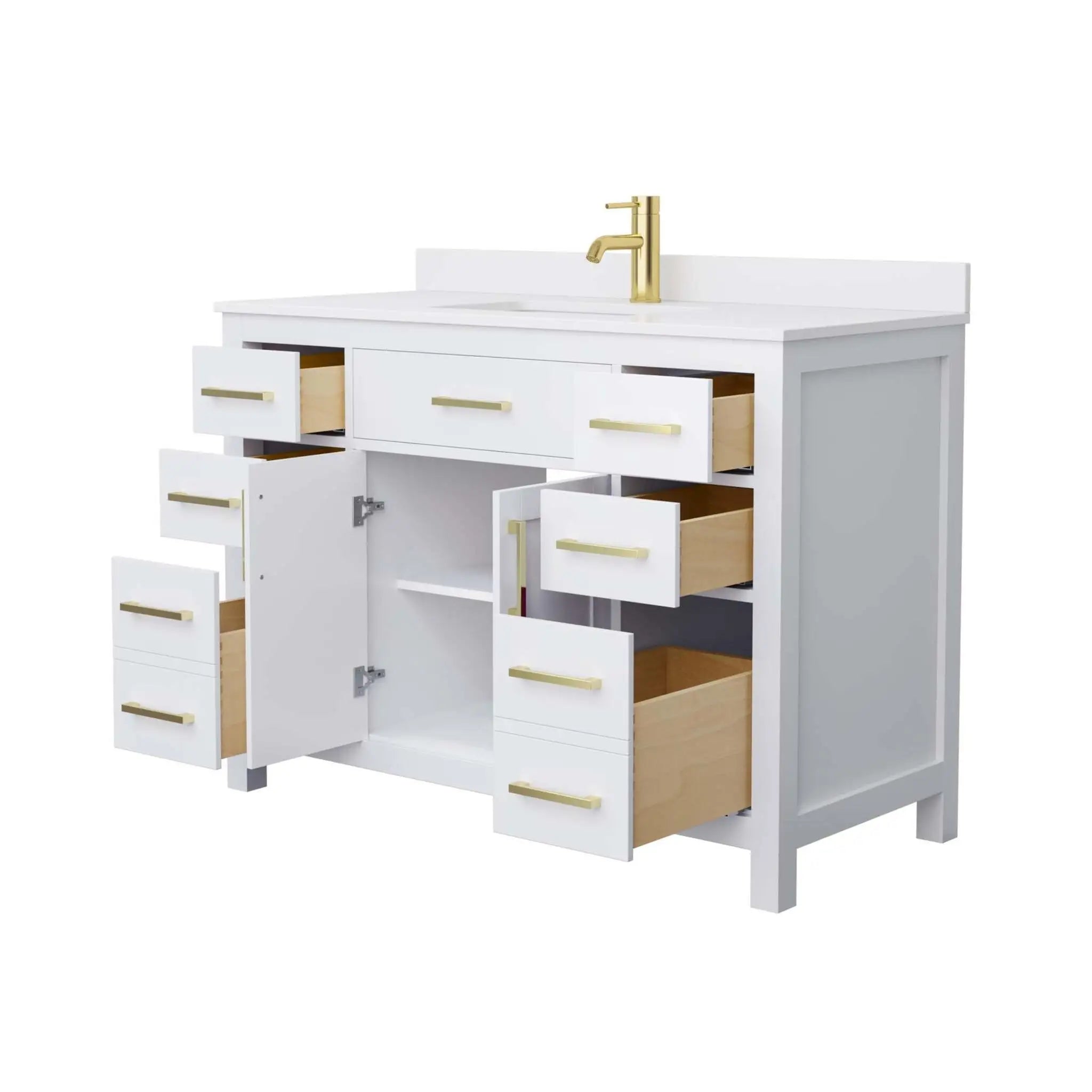 48" Beckett Single Bathroom Vanity in White with Brushed Gold Trim by Wyndham