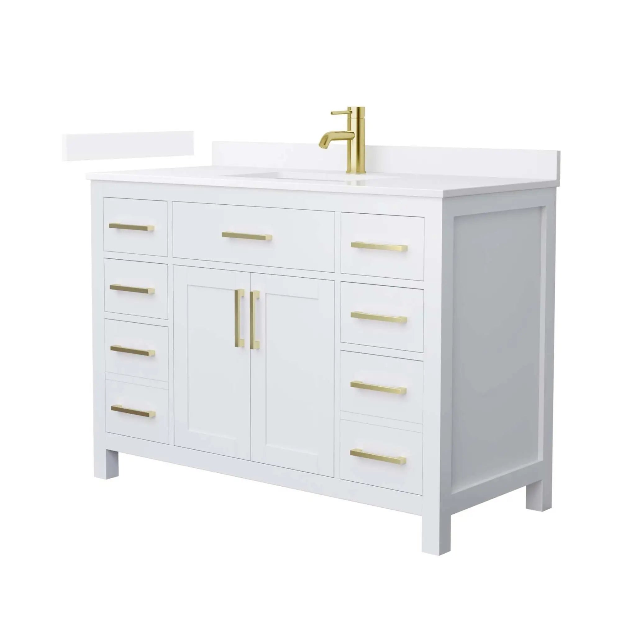 48" Beckett Single Bathroom Vanity in White with Brushed Gold Trim by Wyndham