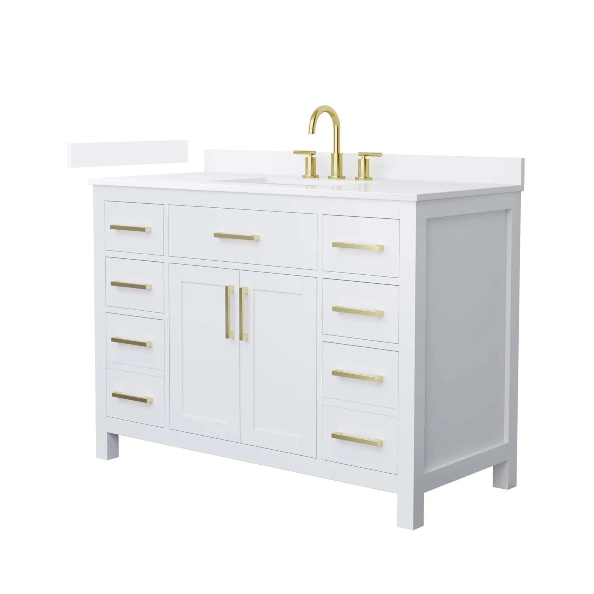 48" Beckett Single Bathroom Vanity in White with Brushed Gold Trim by Wyndham