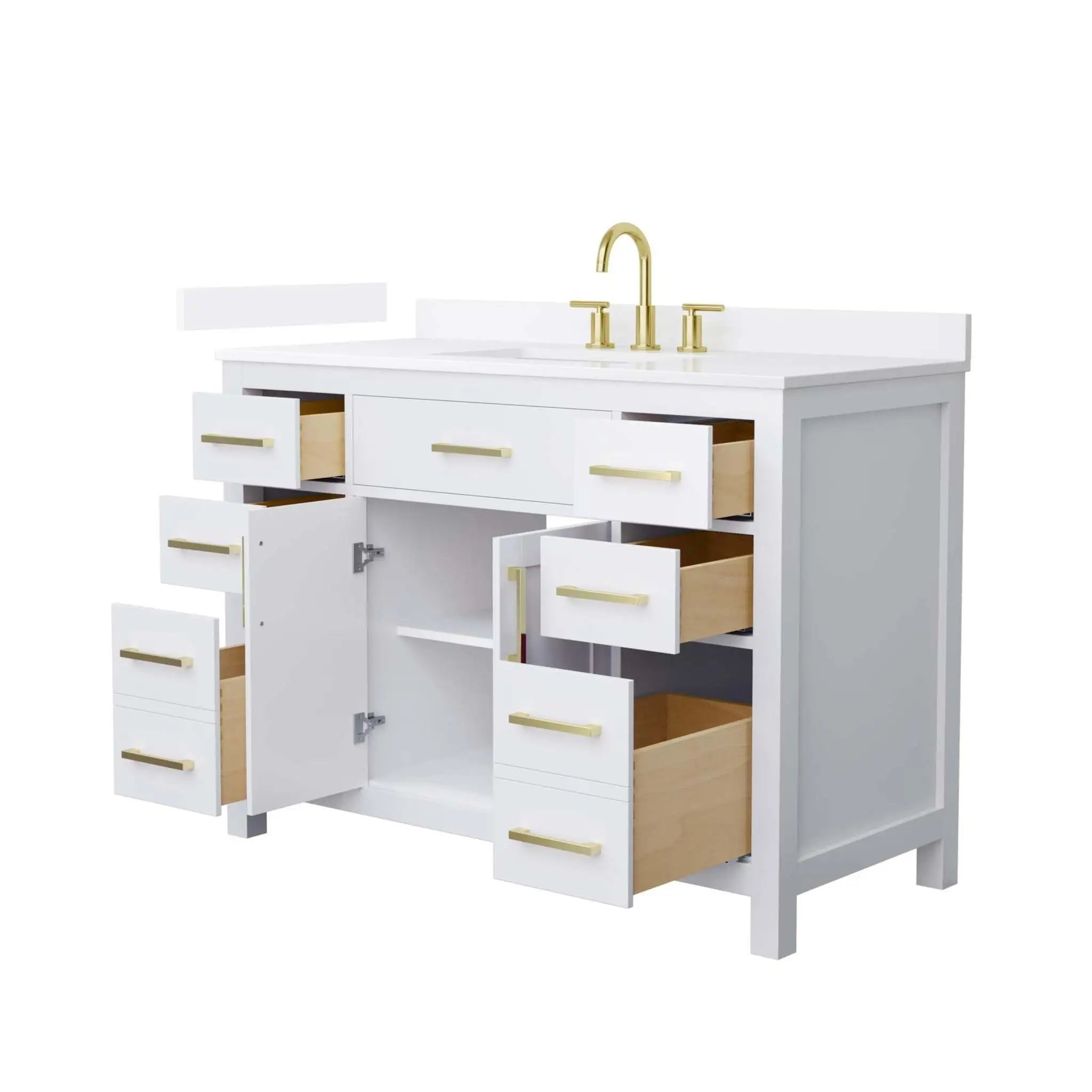 48" Beckett Single Bathroom Vanity in White with Brushed Gold Trim by Wyndham