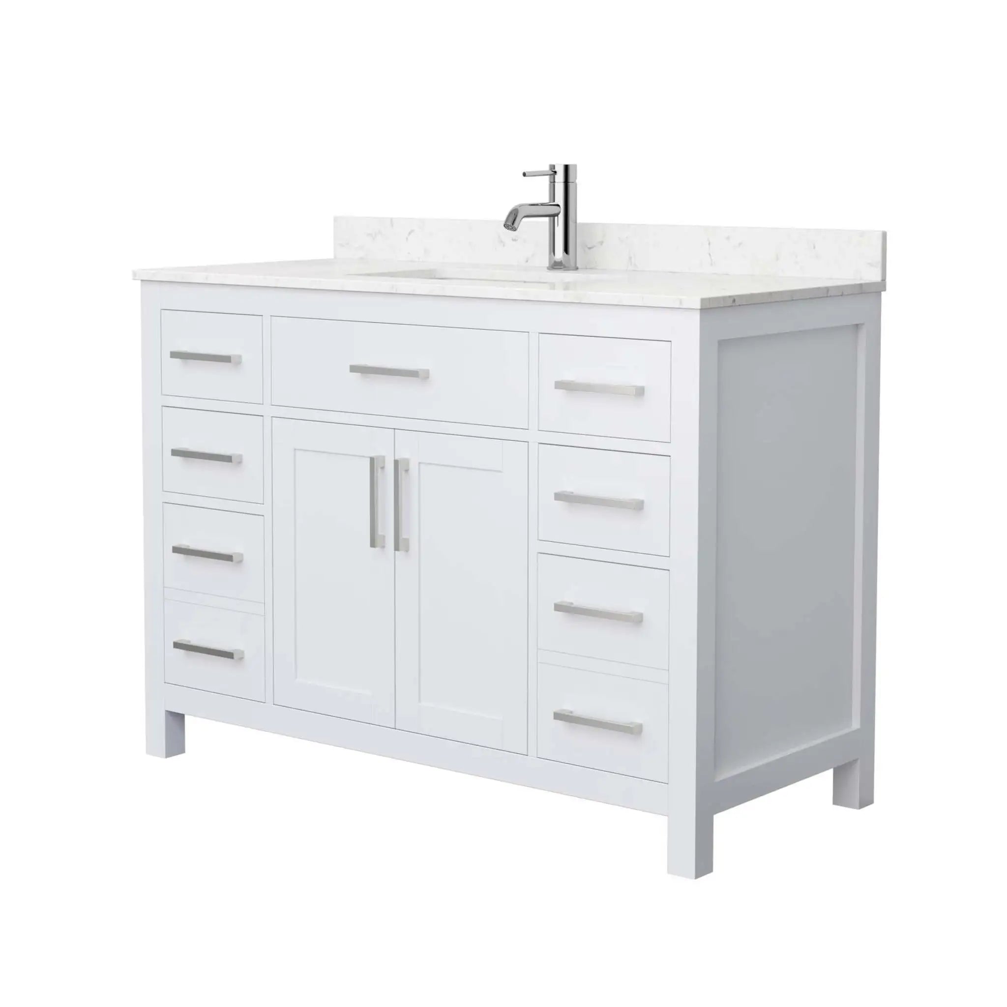 48" Beckett Single Bathroom Vanity in White with Brushed Nickel Trim by Wyndham