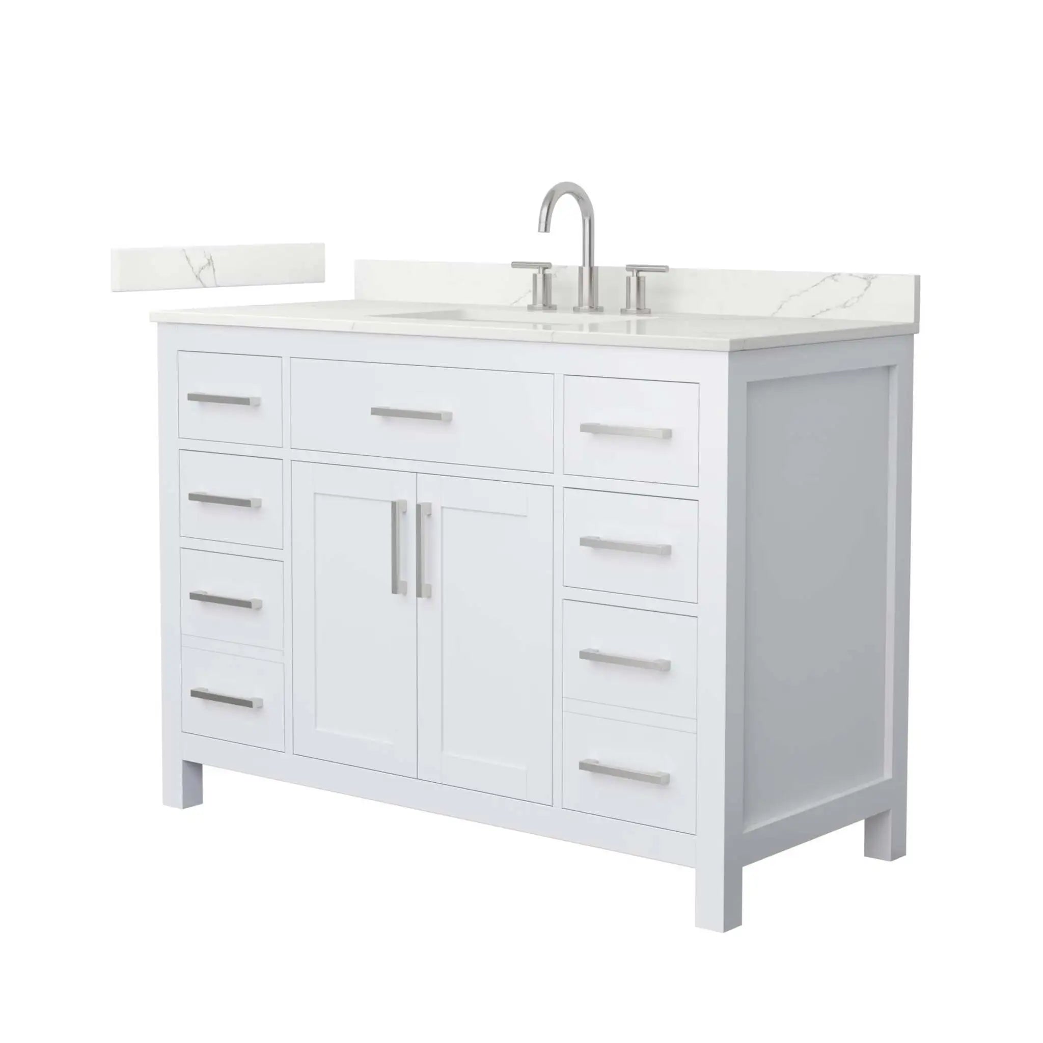 48" Beckett Single Bathroom Vanity in White with Brushed Nickel Trim by Wyndham