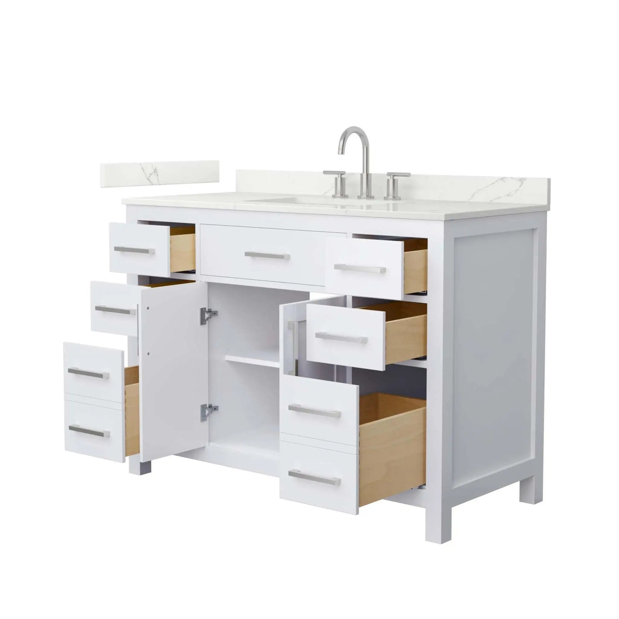 48" Beckett Single Bathroom Vanity in White with Brushed Nickel Trim by Wyndham