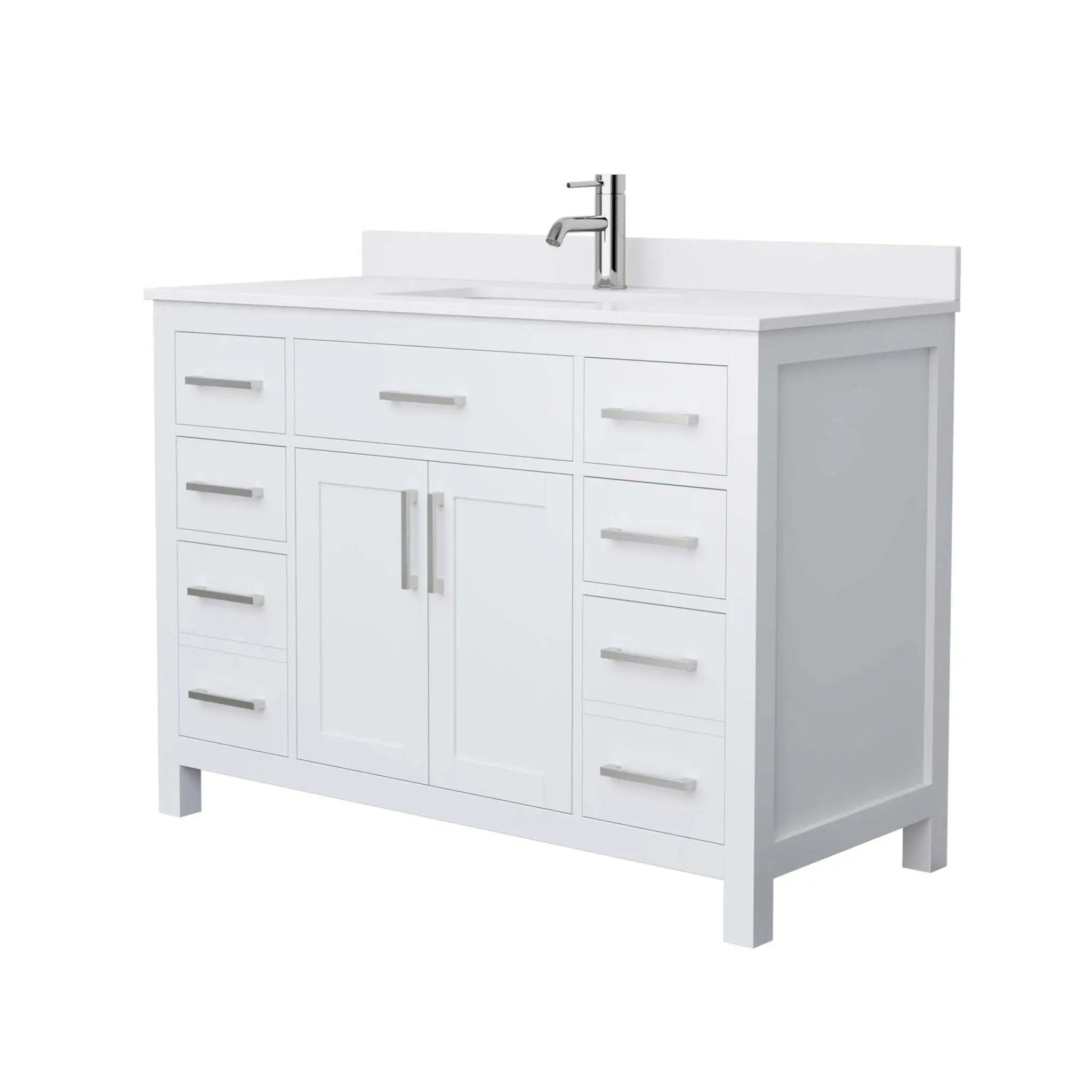 48" Beckett Single Bathroom Vanity in White with Brushed Nickel Trim by Wyndham