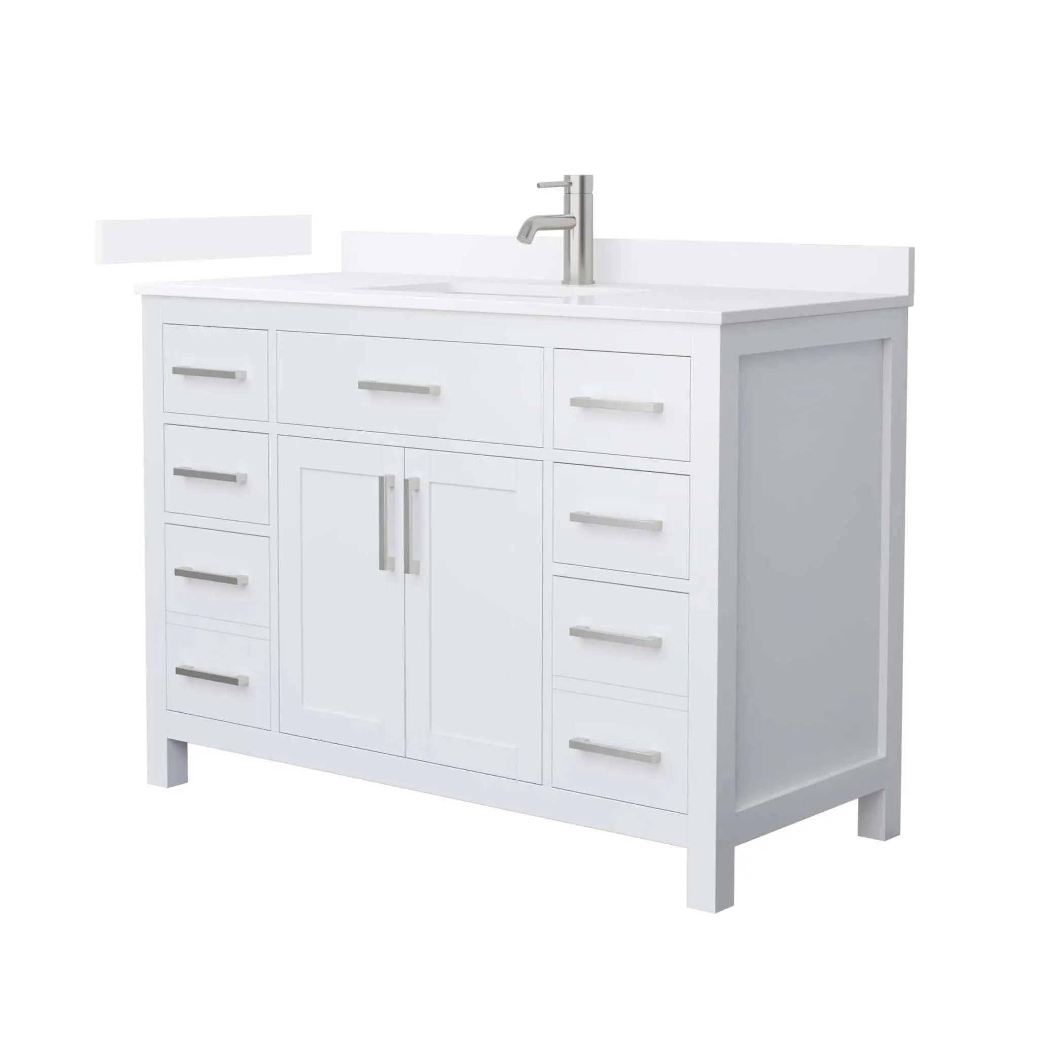 48" Beckett Single Bathroom Vanity in White with Brushed Nickel Trim by Wyndham