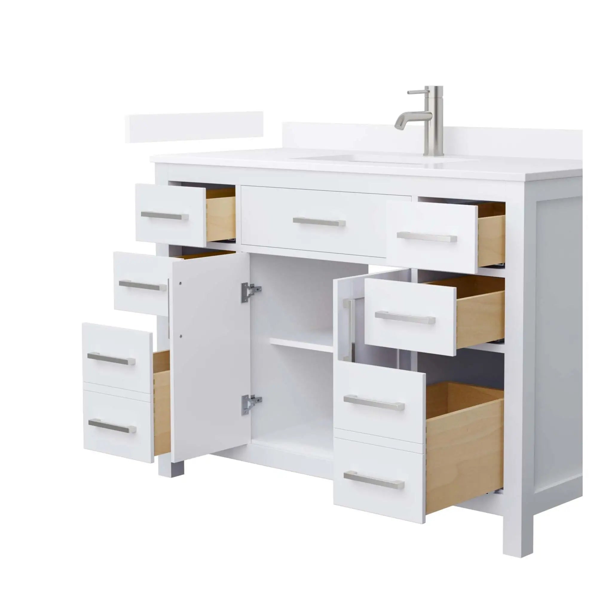 48" Beckett Single Bathroom Vanity in White with Brushed Nickel Trim by Wyndham