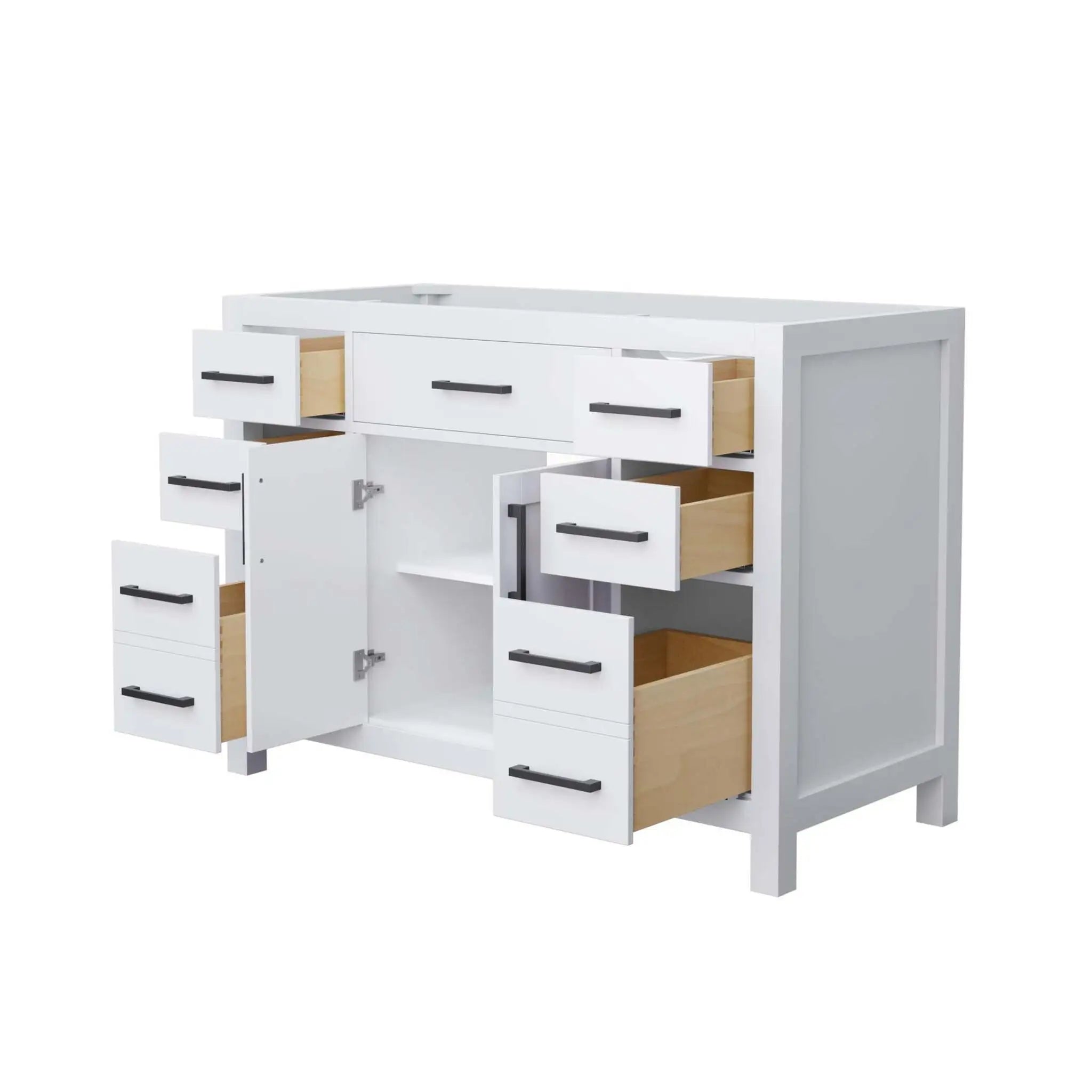 48" Beckett Single Bathroom Vanity in White with Matte Black Trim by Wyndham