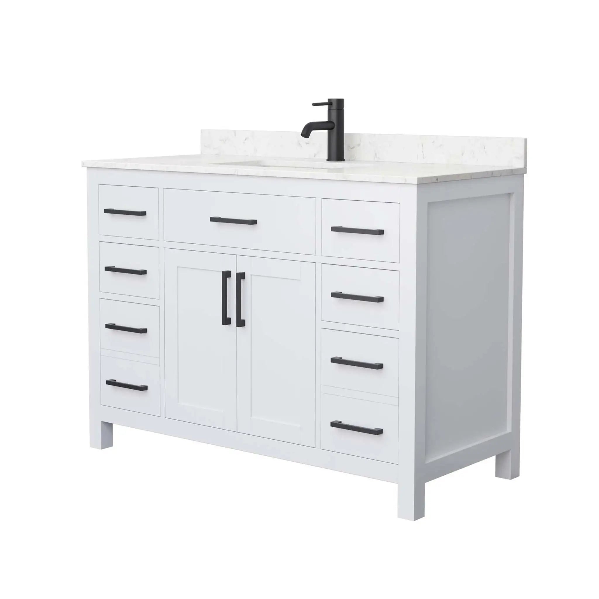 48" Beckett Single Bathroom Vanity in White with Matte Black Trim by Wyndham