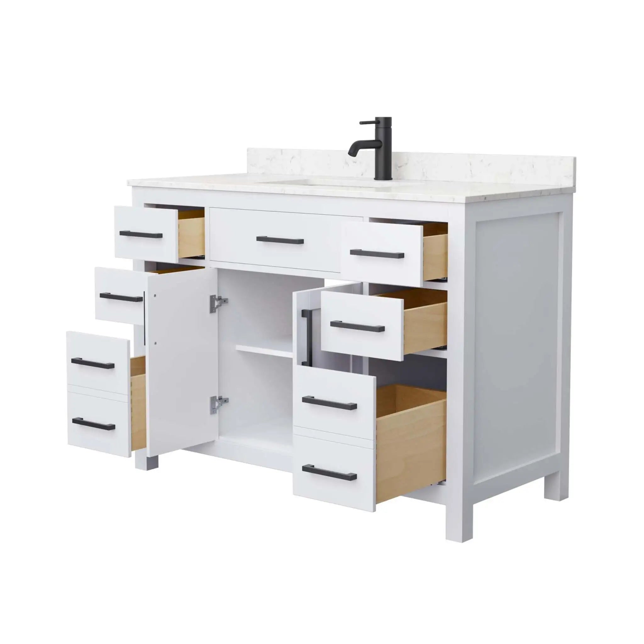 48" Beckett Single Bathroom Vanity in White with Matte Black Trim by Wyndham