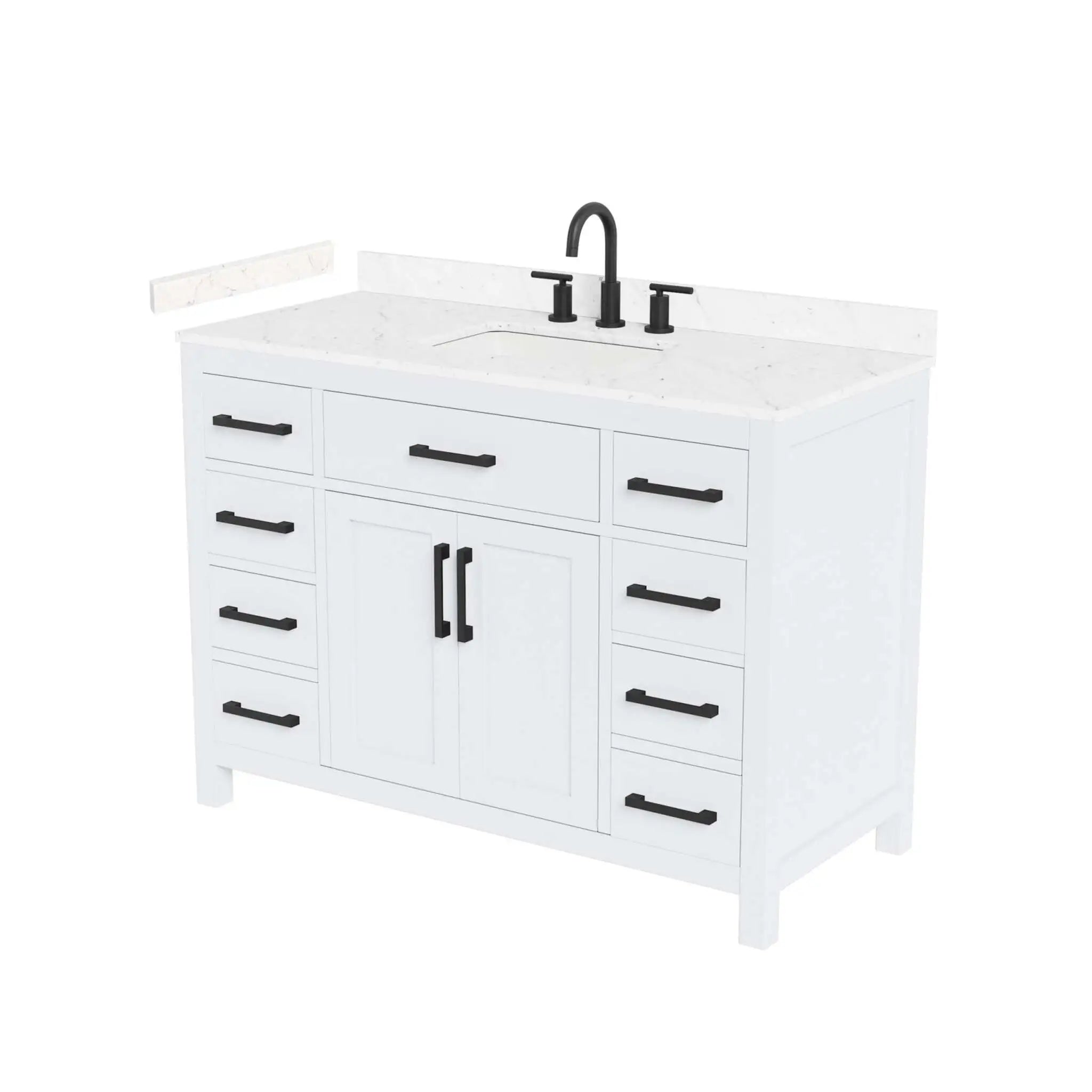 48" Beckett Single Bathroom Vanity in White with Matte Black Trim by Wyndham