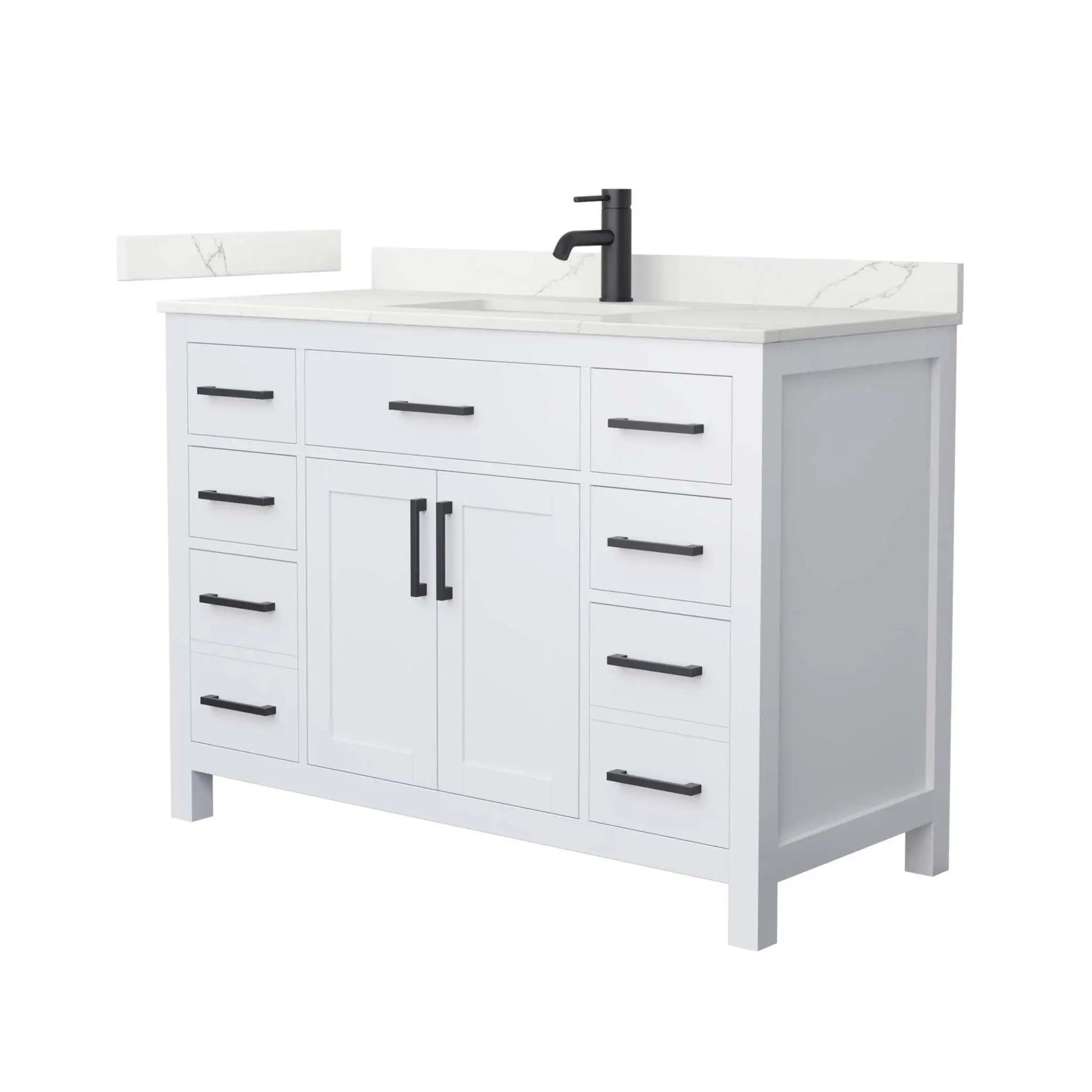 48" Beckett Single Bathroom Vanity in White with Matte Black Trim by Wyndham