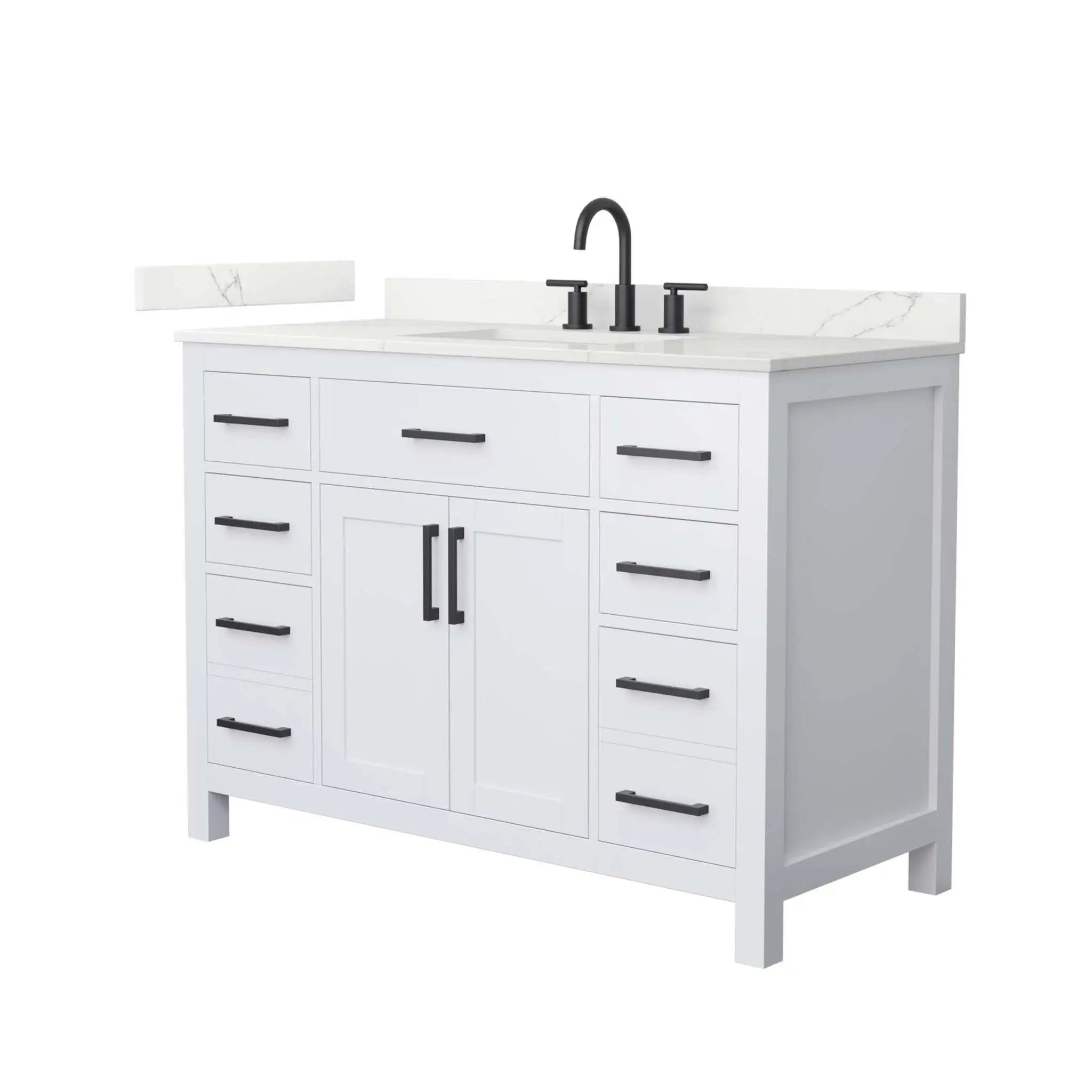 48" Beckett Single Bathroom Vanity in White with Matte Black Trim by Wyndham
