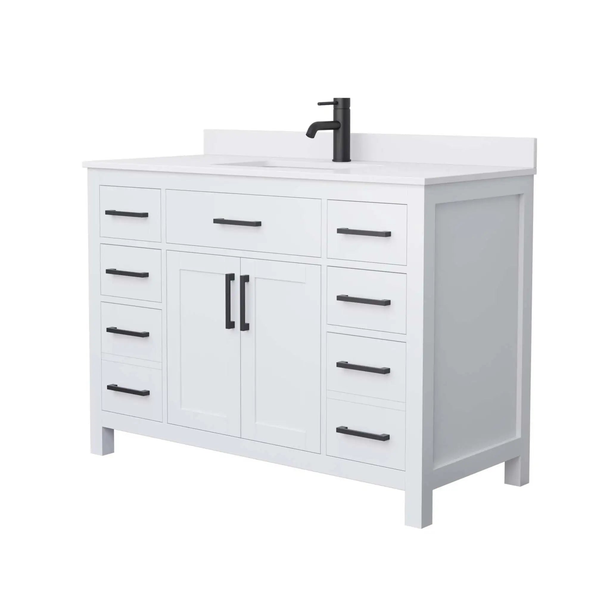 48" Beckett Single Bathroom Vanity in White with Matte Black Trim by Wyndham
