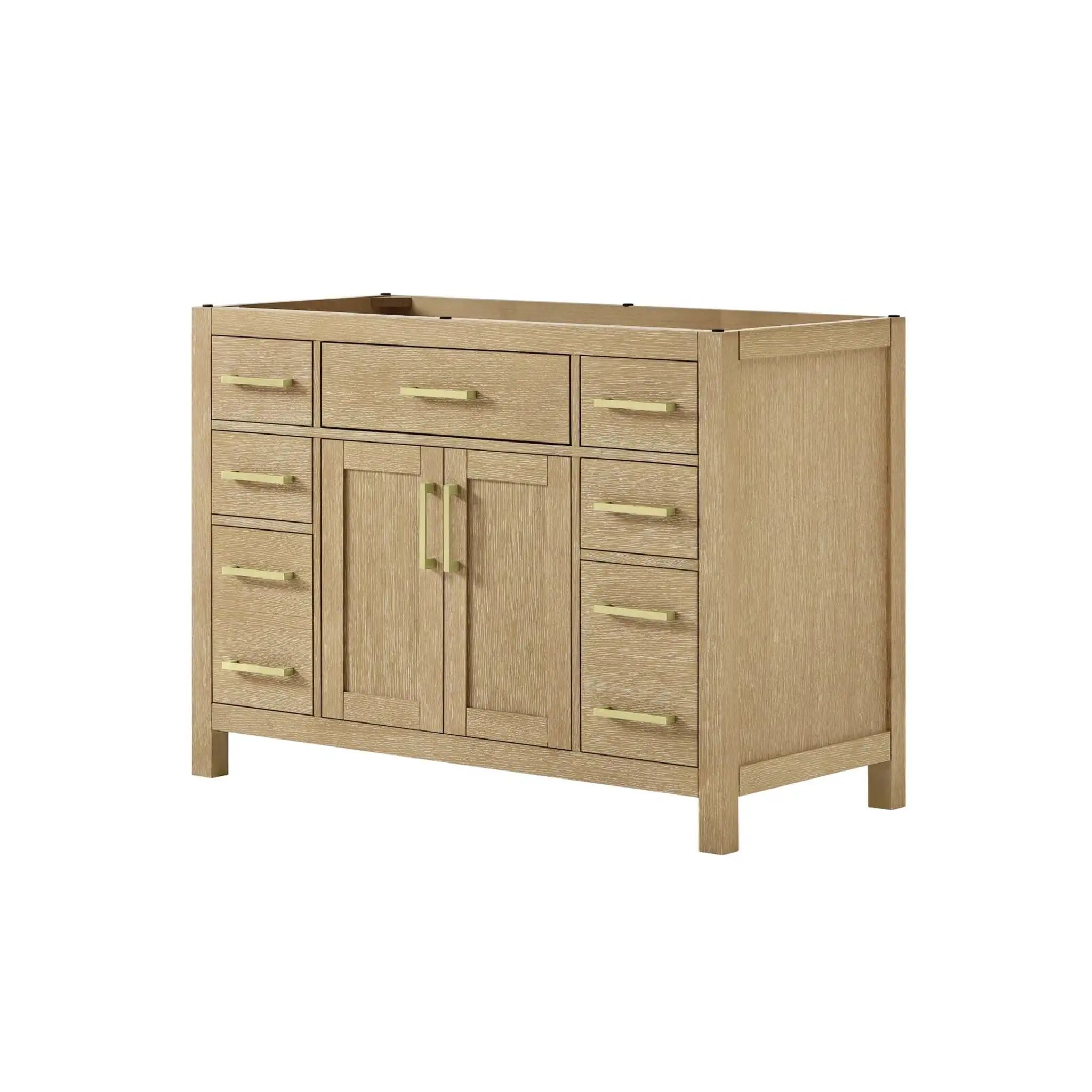 48" Beckett Single Bathroom Vanity in Whitewashed Oak with Brushed Gold Trim by Wyndham