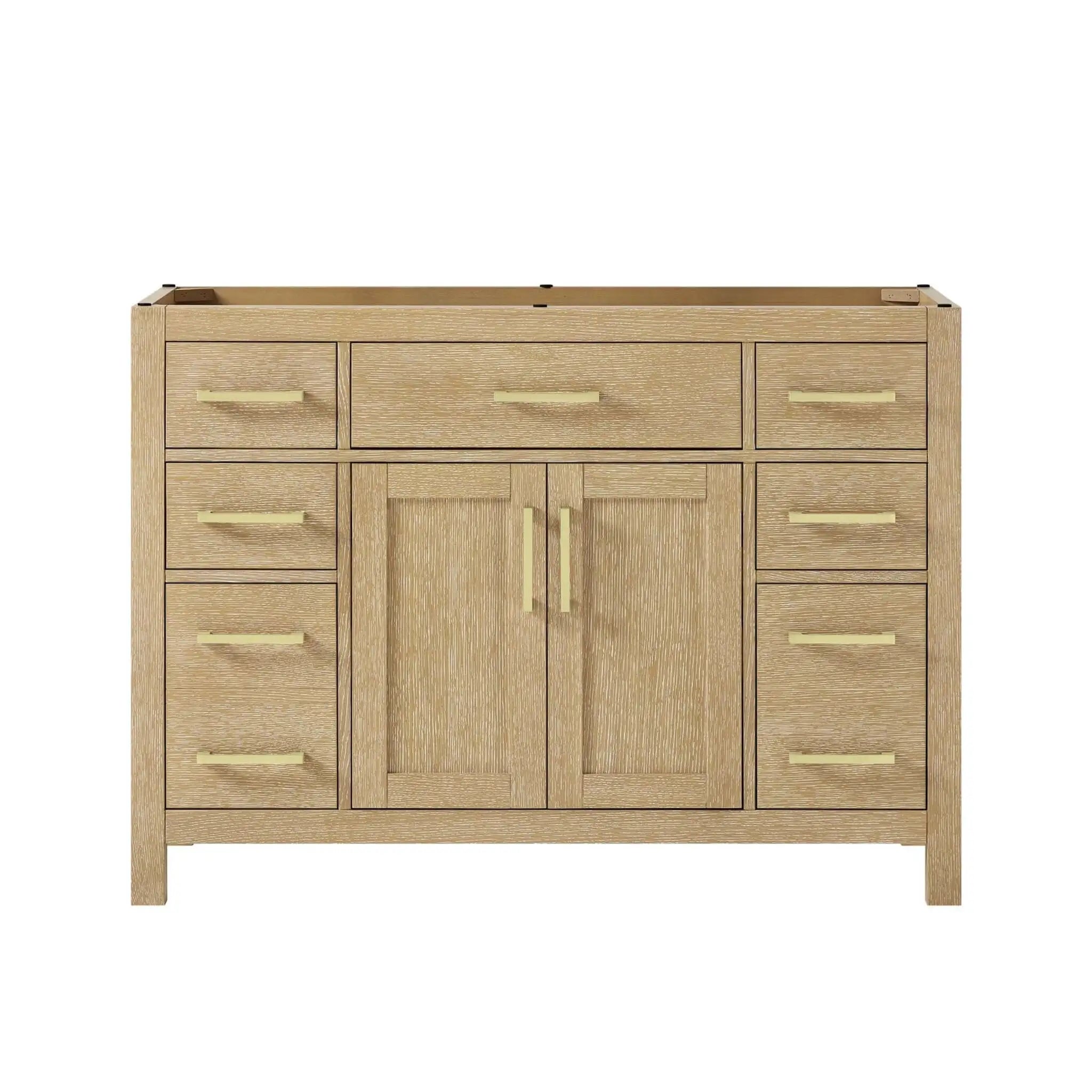 48" Beckett Single Bathroom Vanity in Whitewashed Oak with Brushed Gold Trim by Wyndham